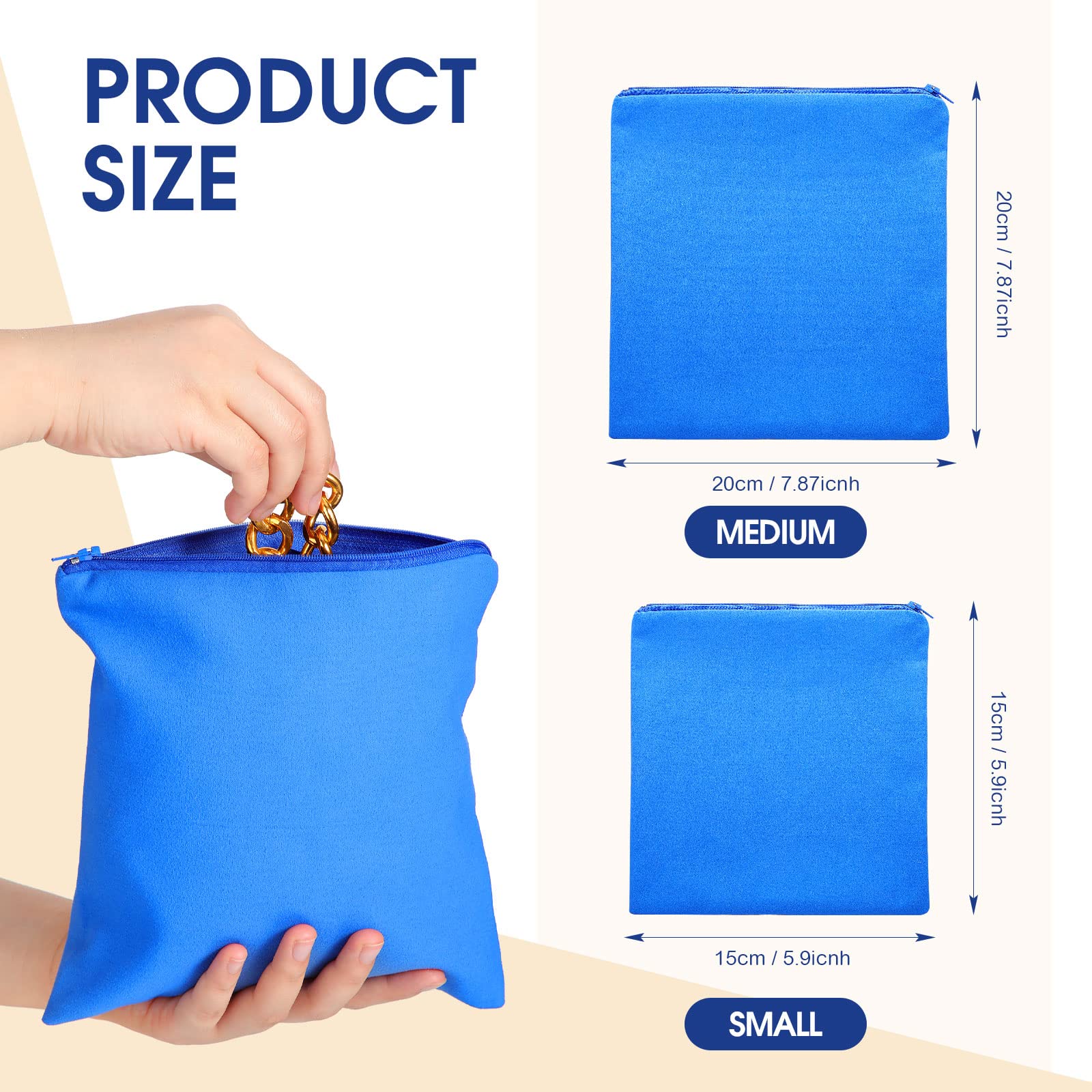 8-Piece Anti-Tarnish Zippered Silver Storage Bags - Navy Blue Jewelry Protector Pouches (7.9