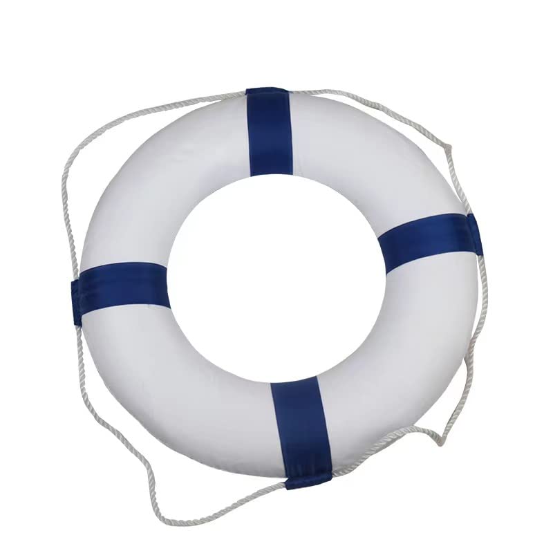 Life Ring Pool Safety Ring - 52cm/20.5inch Swim Foam Buoy with Rope, Red Emergency Flotation Device for Swimming Pools, Lakes, Beaches & Boating Safety