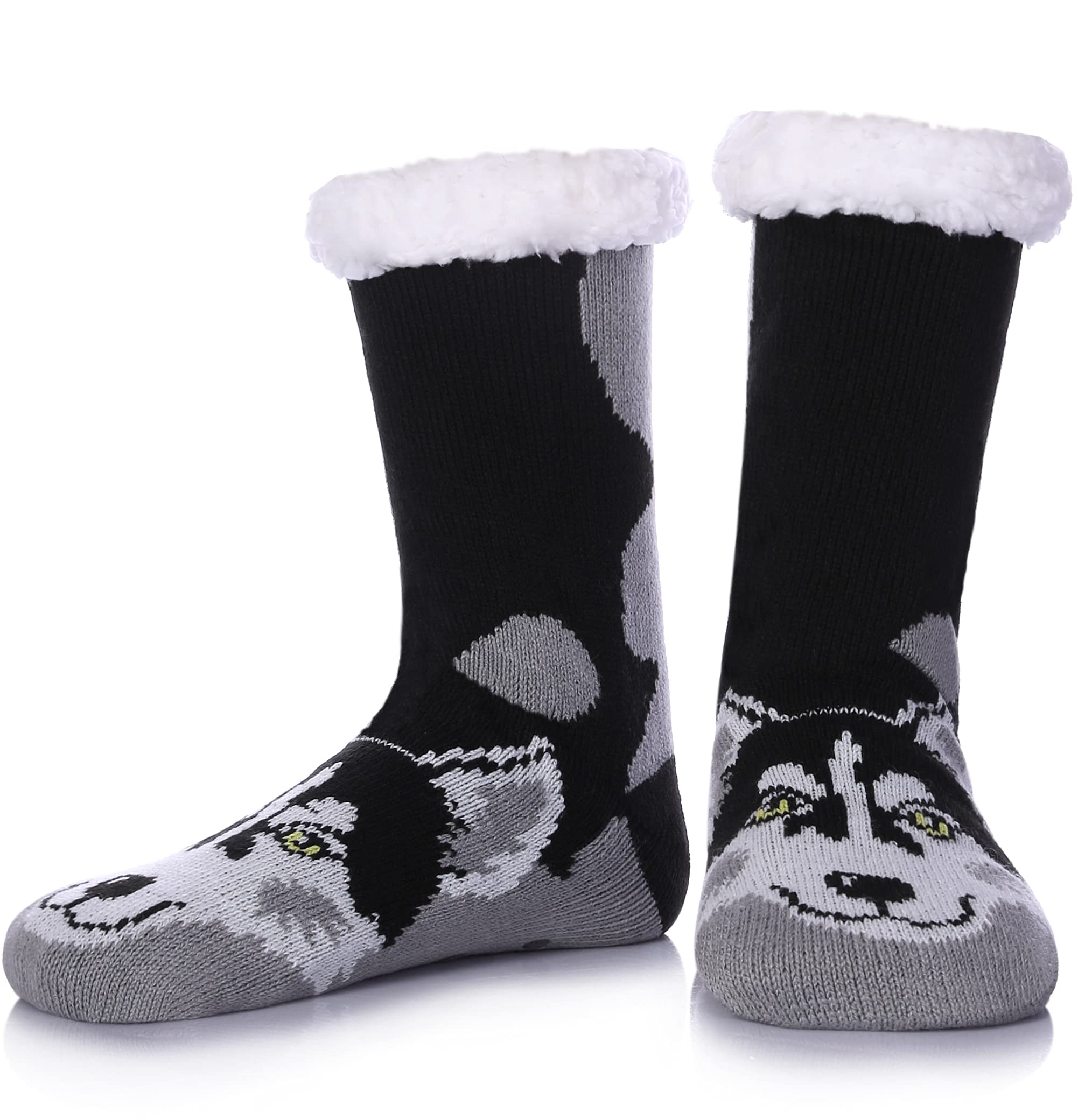 Men's Non-Slip Fuzzy Slipper Socks - Warm Winter Gripper Socks with Anti-Skid Dots for Indoor Home & Lounge Wear - Cozy Thick Fleece-Lined House Socks for Relaxing, Sleeping & Cold Weather Comfort