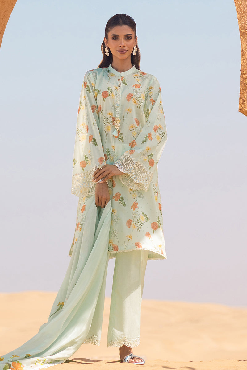 **AQUA GLAZE 3-Piece Printed Lawn Suit for Women - Lightweight & Breathable Summer Outfit - Perfect for Casual Wear, Parties & Festivals**