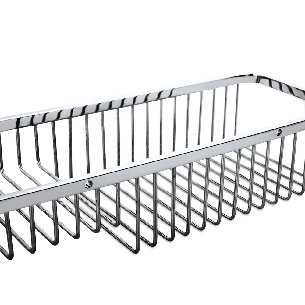 Stainless Steel Wall Mounted Wire Basket Shower Caddy - Corner Bathroom Organizer with Polished Finish for Soap, Shampoo & Beauty Products | Perfect for Small Bathrooms & Shower Storage Solutions