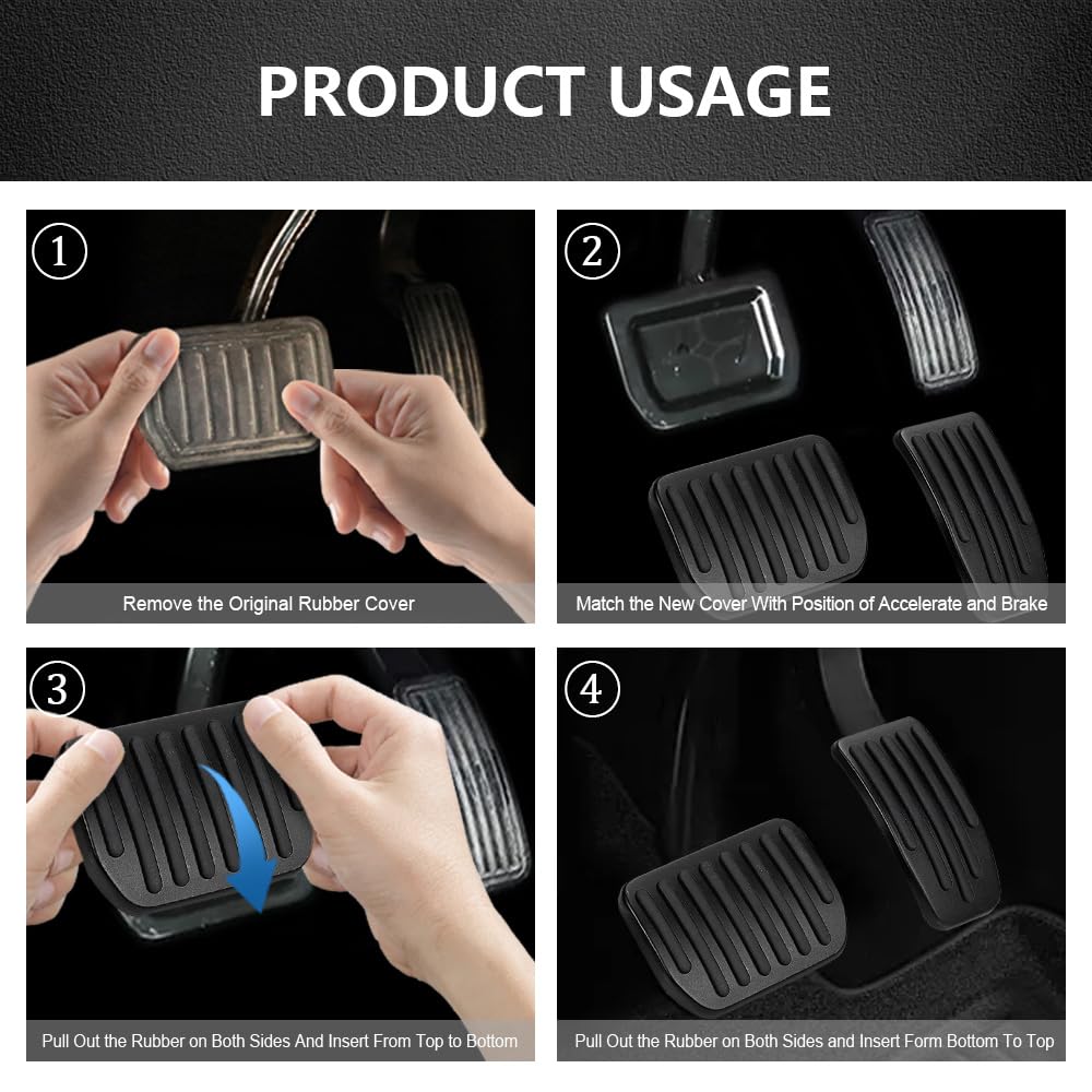 Non-Slip Aluminum Car Pedal Covers for Model 3/Y - Black Auto Accessories for Enhanced Driving Safety