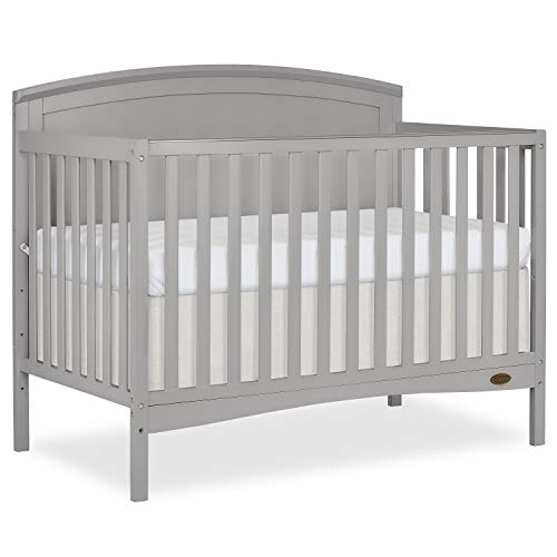 Dream On Me Eden 5-in-1 Convertible Crib - JPMA Certified, Non-Toxic Solid Pinewood, 3 Height Adjustments, Pebble Grey | Nursery Essential for Newborn to Toddler Bed