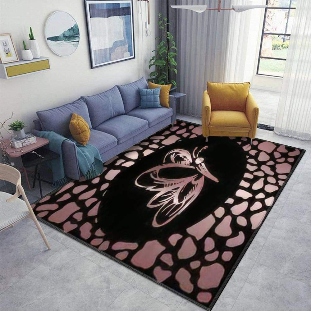 Non-Slip Rose Gold Area Rug Runner - Thickened Doormat for Living Room, Entryway, Indoor & Outdoor Use - Home Decor Carpet with Vector Floral Design