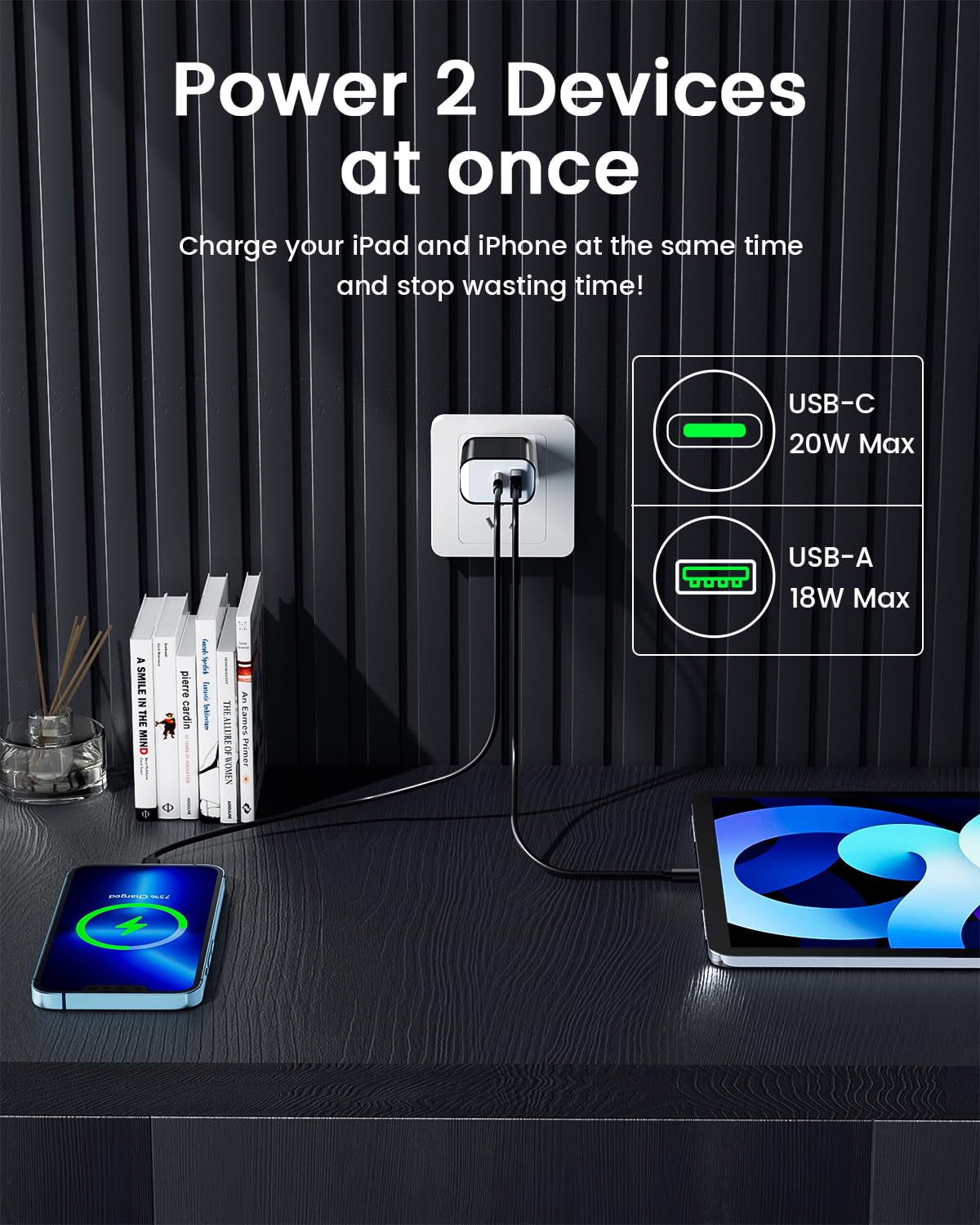 4 Pack 20W USB C Charger Block - UL Certified Dual Port PD+QC Fast Charging Wall Adapter for iPhone 15/14/13/12/11/Pro Max/XS/XR/X, Galaxy S24/S23/S22, LG - Perfect for Home, Office & Travel Charging Needs
