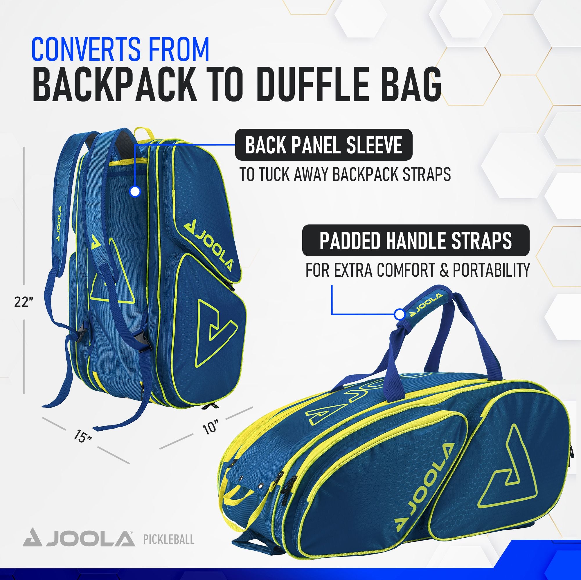 JOOLA Tour Elite Pickleball Bag - Premium Paddle Tennis Backpack with Padded Shoulder Straps & Ventilated Shoe Compartment (Navy/Yellow) - Perfect for Tournaments, Training & Travel