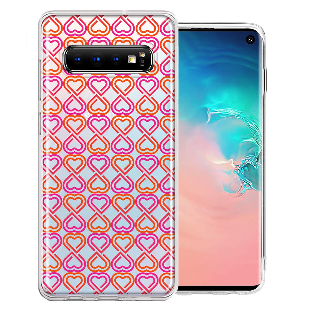 Samsung Galaxy S10 Plus Case - Hearts Design Double Layer Cover for Protection