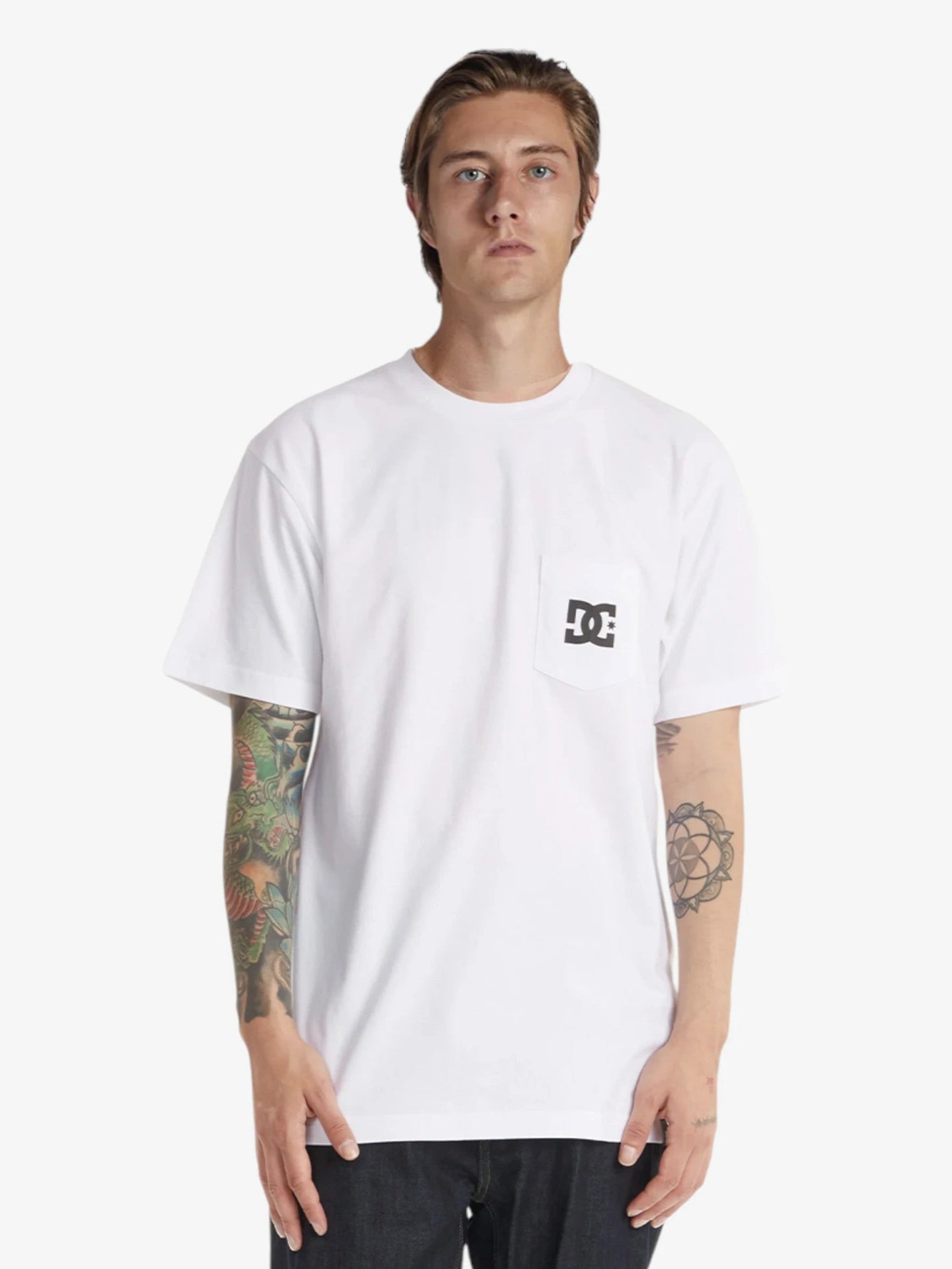 DC Star Pocket White T-Shirt - Men's Graphic Tee for Casual Wear, Street Style & Everyday Comfort