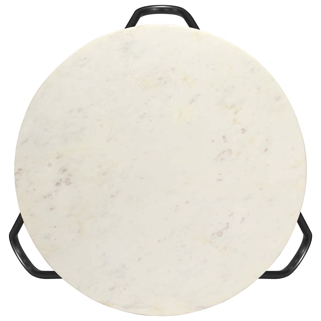 FAMIROSA White Coffee Table 25.6x25.6x16.5 Inches - Real Stone Top with Elegant Marble Texture - Perfect for Living Room, Lounge & Modern Home Decor