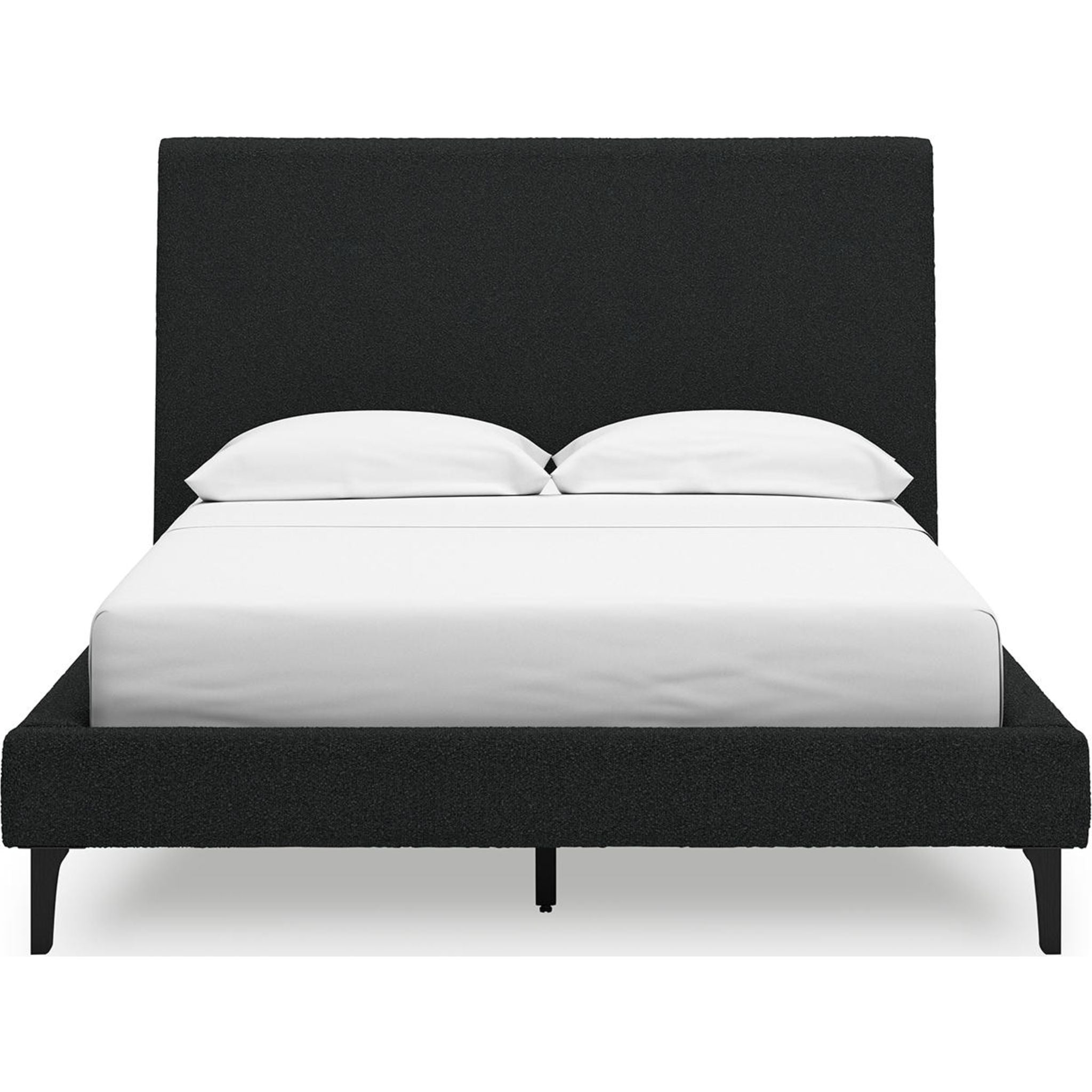 Cadmori Full Upholstered Bed Frame with Headboard - Queen Size Platform Bed - Modern Black Fabric Upholstery - Perfect for Master Bedroom, Guest Room or Apartment