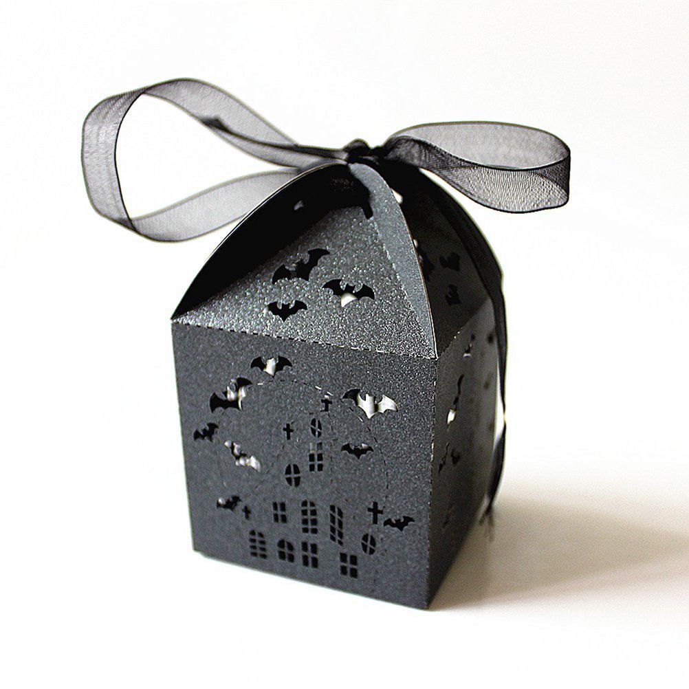 50pcs Bat Hollowed-out Candy Boxes - Halloween Party Favors & Wedding Treats for Gifts