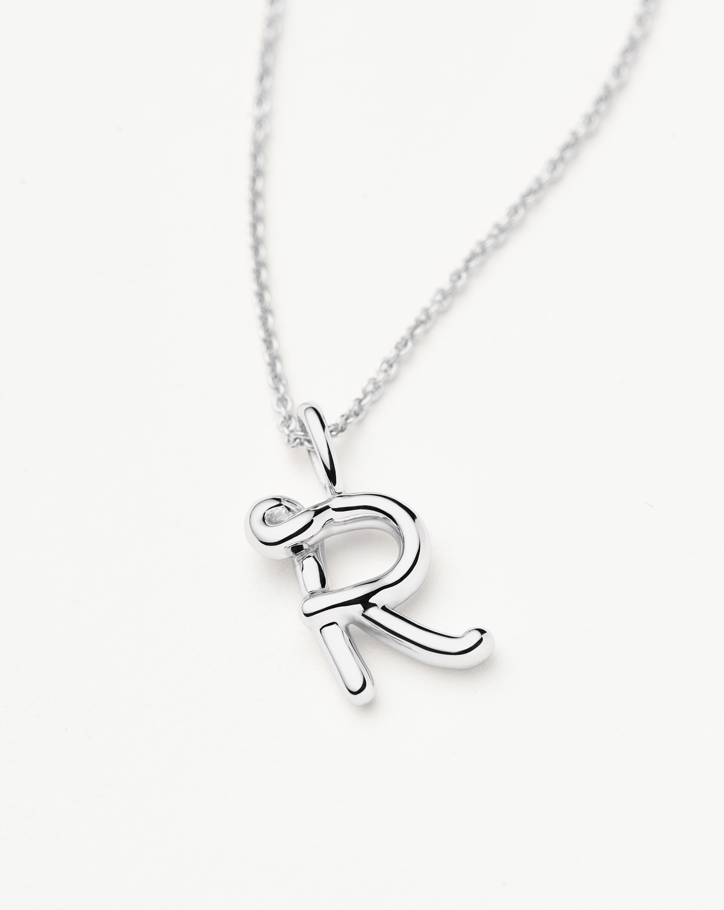Sterling Silver Curly Molten Mini Initial Necklace - Personalized Name Jewelry for Women, Gifts for Her | Perfect for Birthdays, Anniversaries, and Everyday Wear