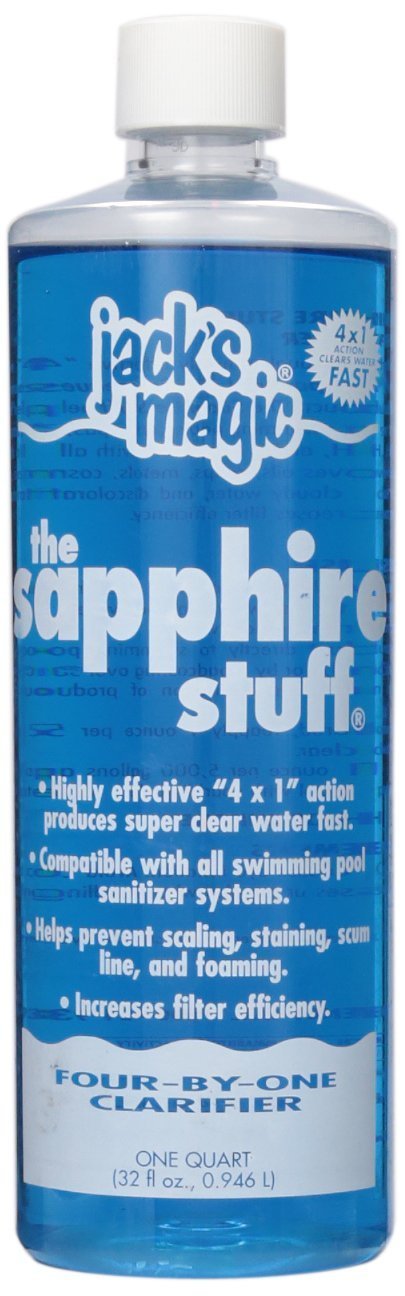 Jack's Magic Sapphire Stuff Pool Water Clarifier – 32 oz | Crystal Clear Swimming Pool Water Treatment | Perfect for Above Ground & Inground Pools