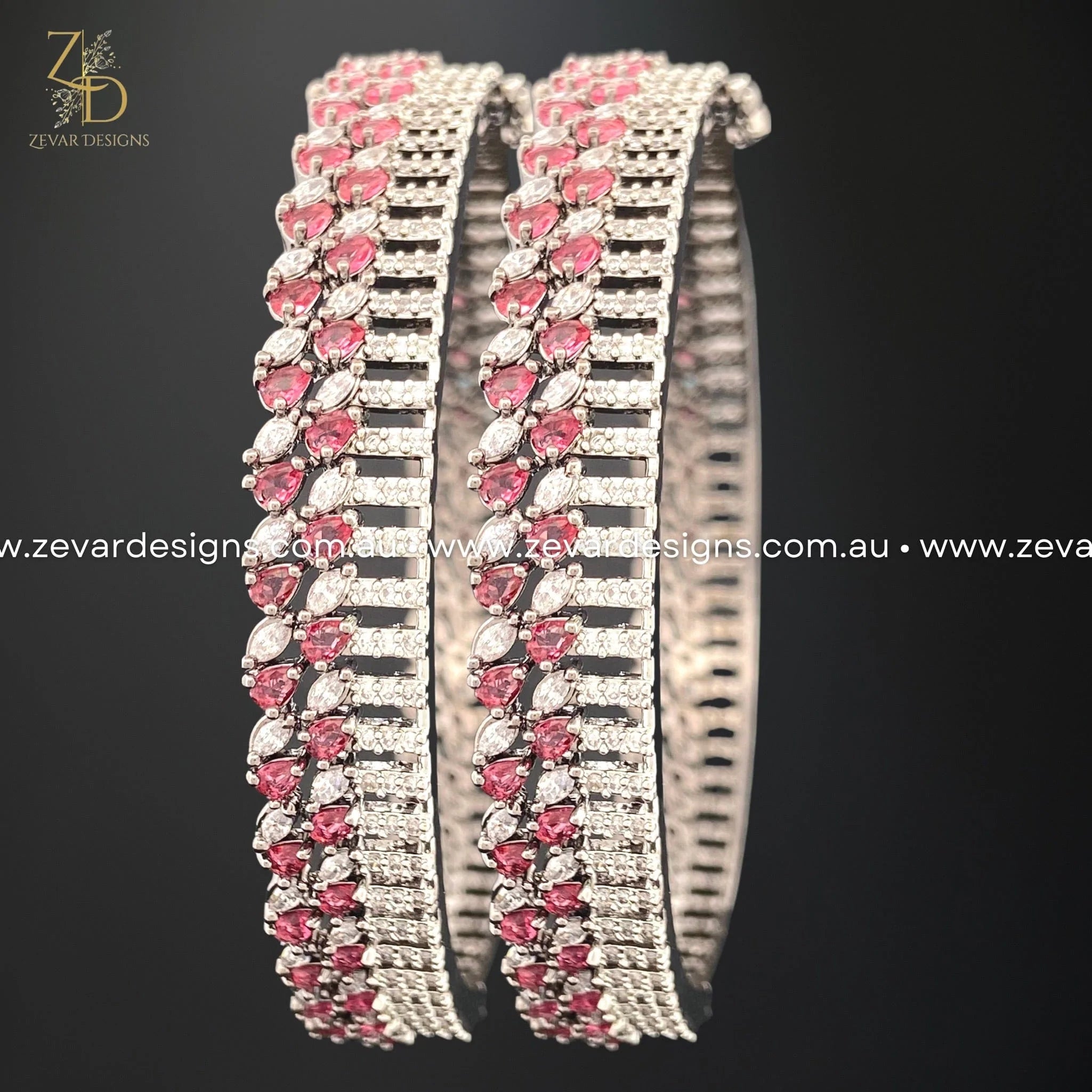 AD/Zircon Black Rhodium Plated Ruby Bangle Bracelet for Women | Elegant Jewelry Gift for Birthday, Anniversary & Special Occasions