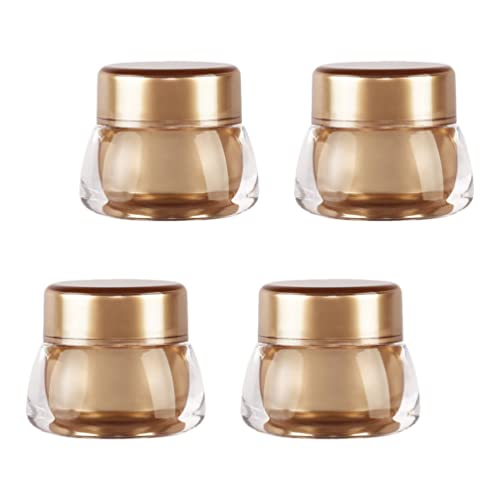 EXCLUZO 7G Refillable Travel Cream Jars - Mini Empty Cosmetic Containers for Lotion, Soap & Cream (Gold, 4 Pack) | Perfect for DIY Skincare, Travel Toiletries & Gift Packaging