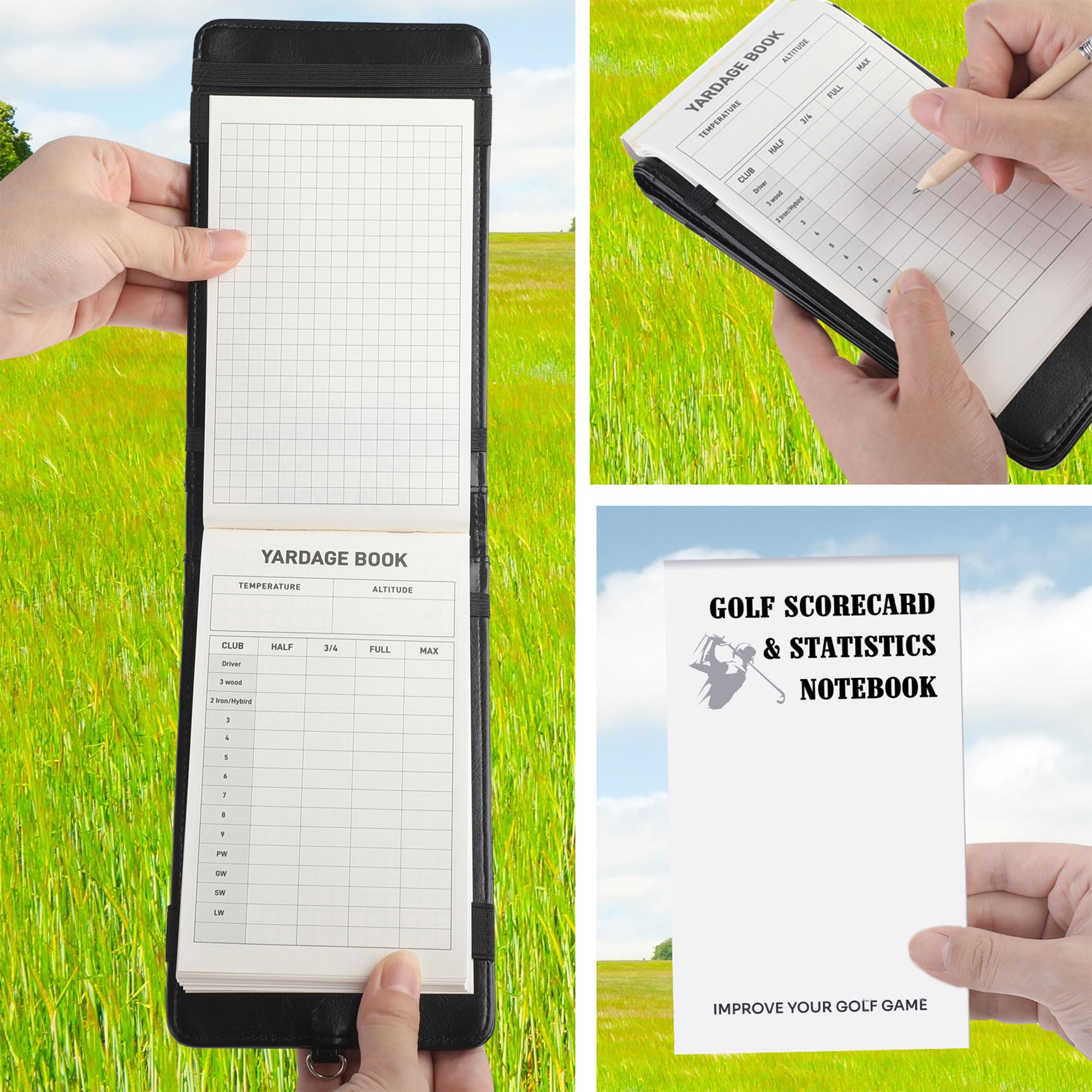 Jetec 6-Piece Golf Gift Set - Leather Golf Scorecard Holder with 4 Scorecard Books, Golf Pencil & Yardage Book Cover - Perfect Golf Log Book & Notebook for Golfers - Ideal for Golf Courses, Tournaments & Outdoor Sports Gifts