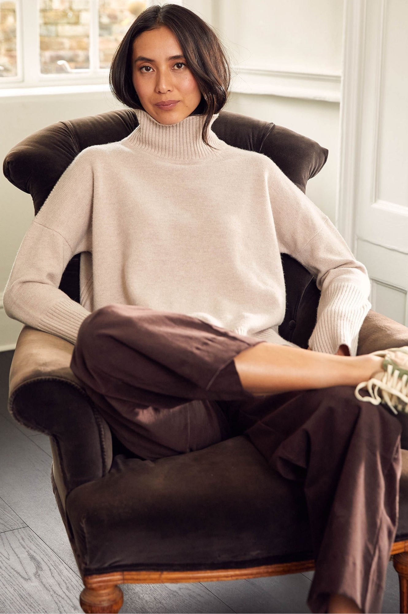 Kendal Cropped Stretch Corduroy Pants for Women | High Waisted Comfortable Corduroy Trousers in Chocolate Brown | Perfect for Casual Outfits, Office Wear & Fall Fashion