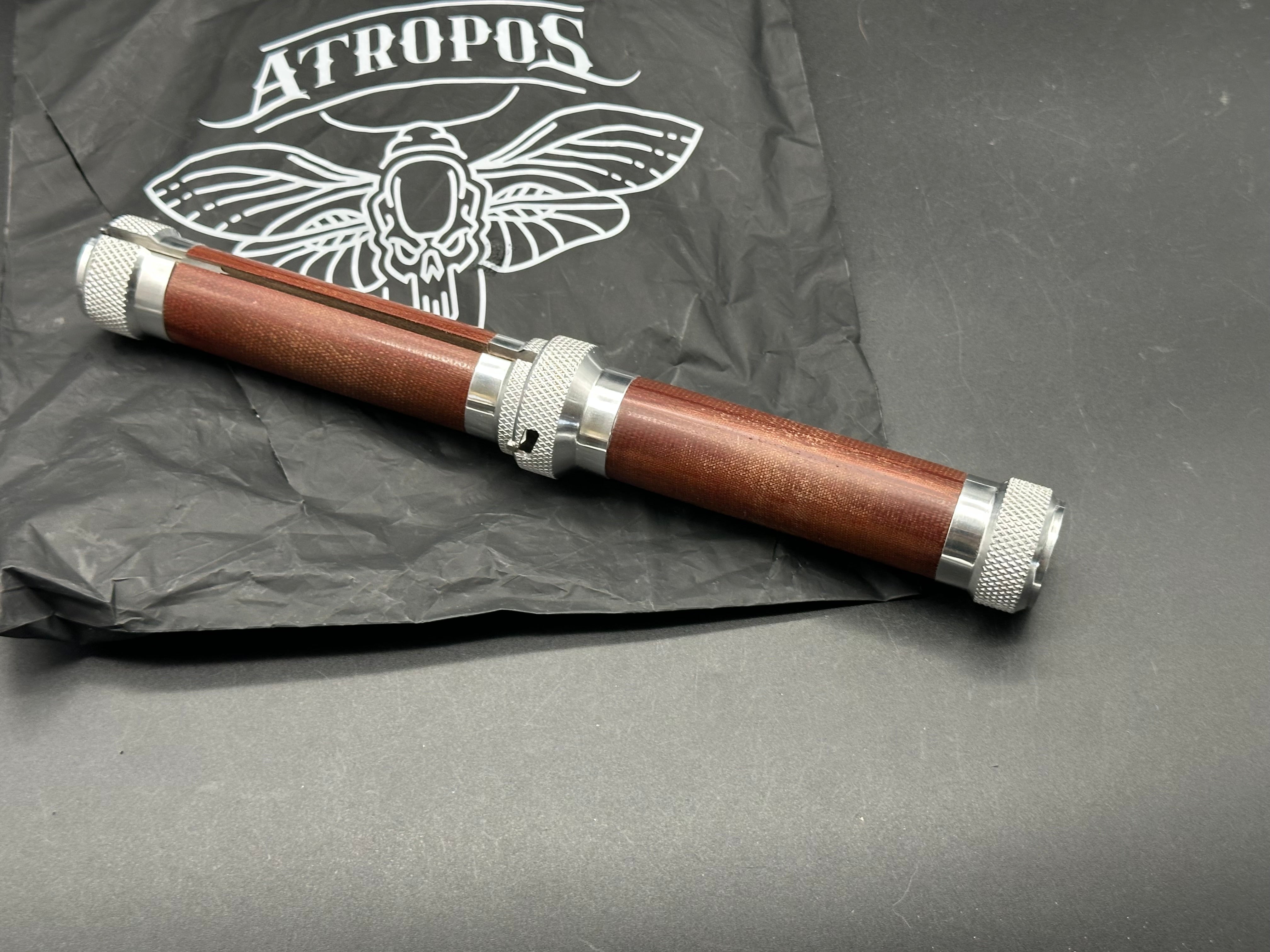 Atropos Knife Fortel Fisherman - Aluminum Screw Latch Bolster with Wood & Russian Micarta Handle - Premium Folding Pocket Knife for Fishing, Camping, and Outdoor Adventures