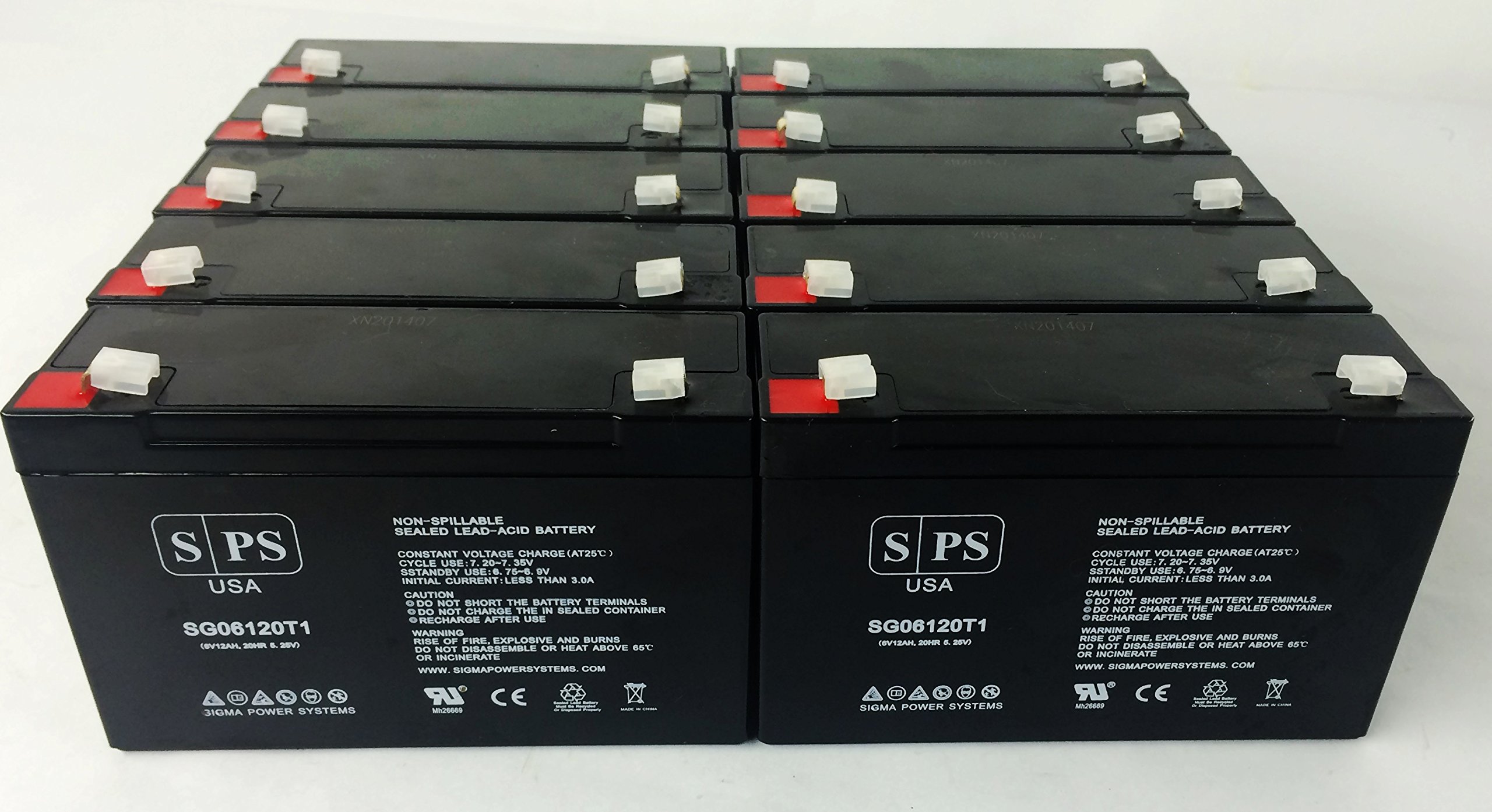 SPS Brand 6V 12Ah Replacement Battery for APC Back-UPS 575, BK575C UPS - 10 Pack - Compatible with Home & Office Power Backup Systems, Emergency Power Supply for Computers & Electronics