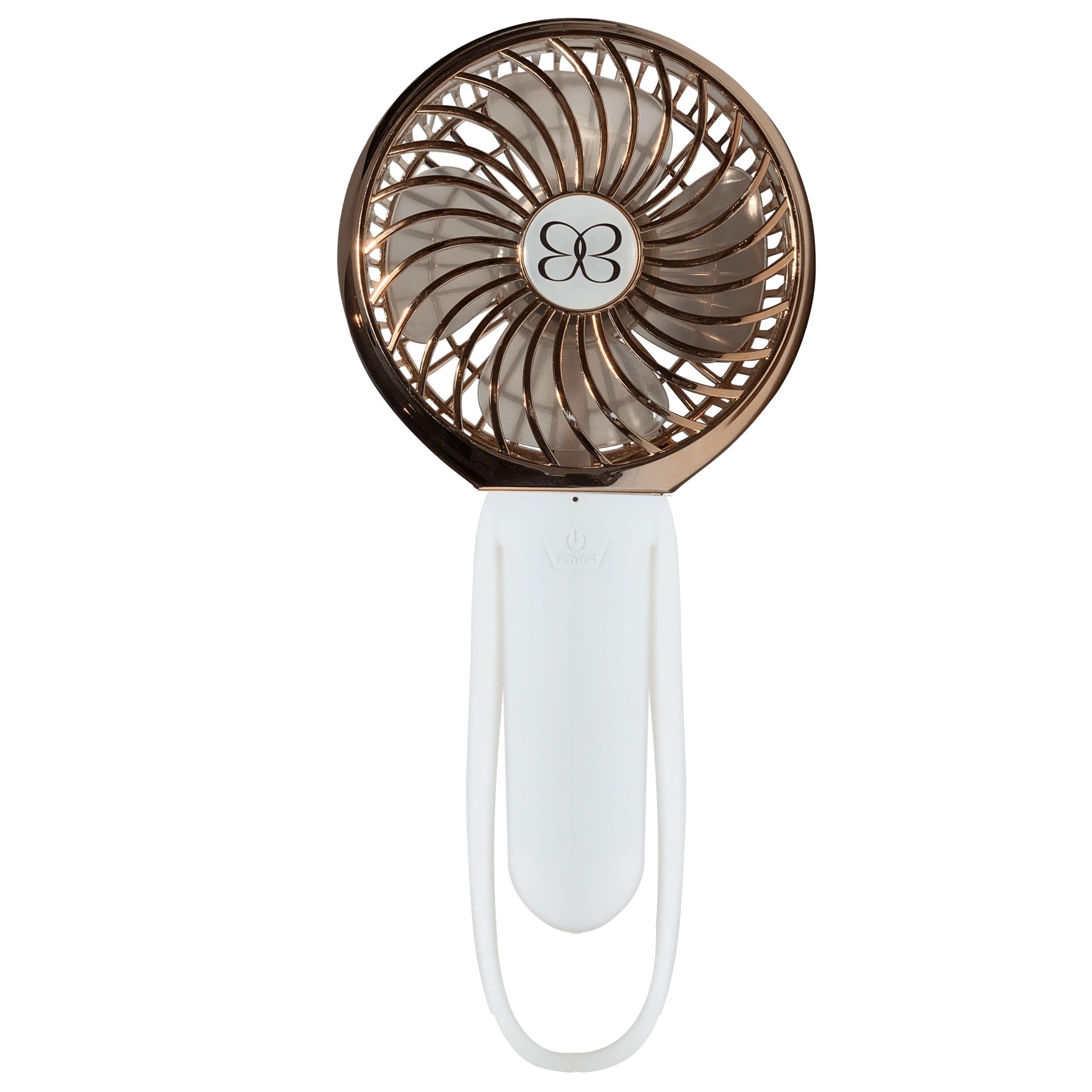Buggygear 3 Speed USB Rechargeable Clip Fan with Power Bank & LED Flashlight - Portable Cooling Fan for Camping, Travel, Dorm, Office, Outdoor Activities (White/Rose Gold) | Perfect for Summer, Beach, Picnics & Emergency Power Backup