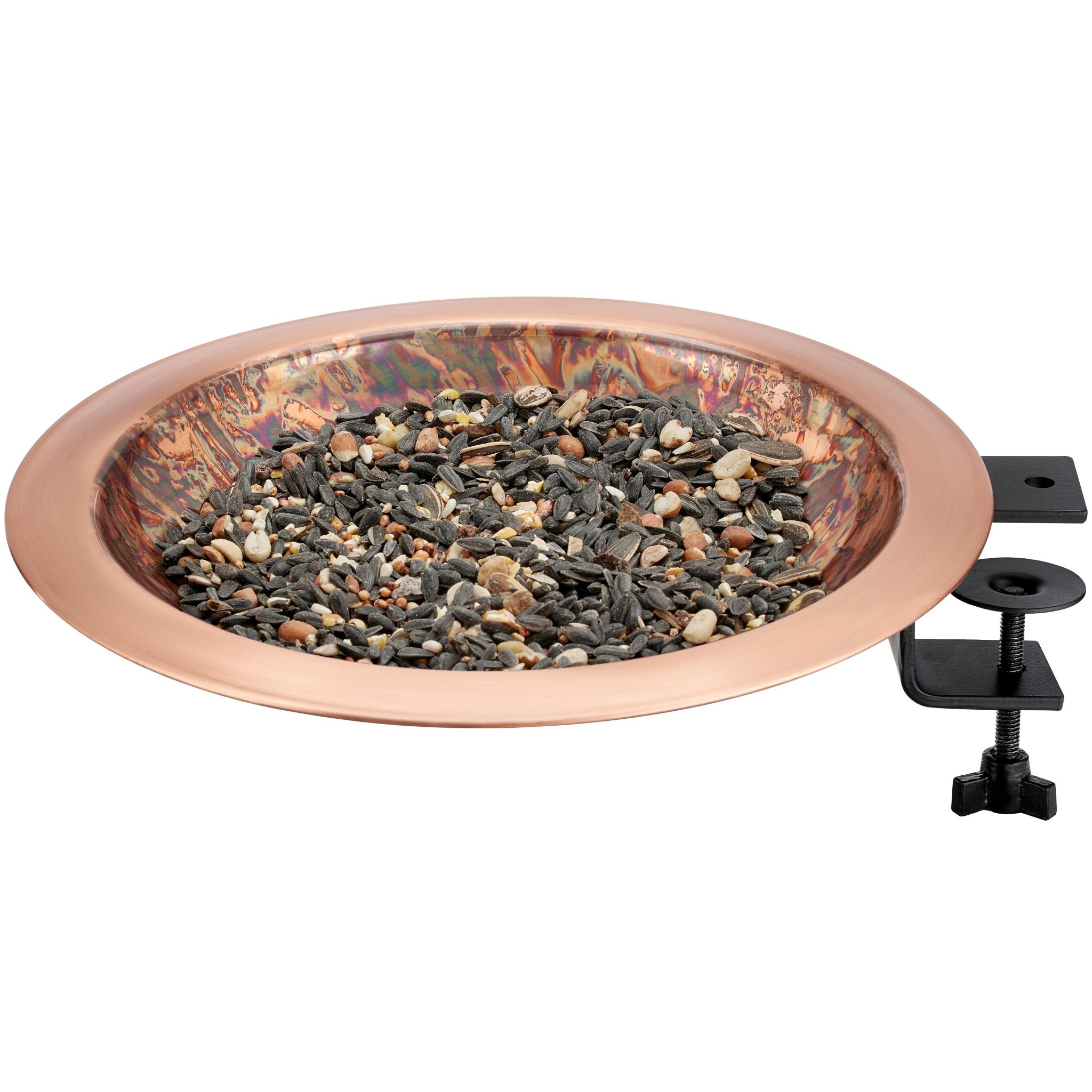 13.5 Inch Copper Bird Bath with Deck Bracket - Handcrafted Garden Decor for Outdoor Patio, Yard & Wildlife Habitat Attraction