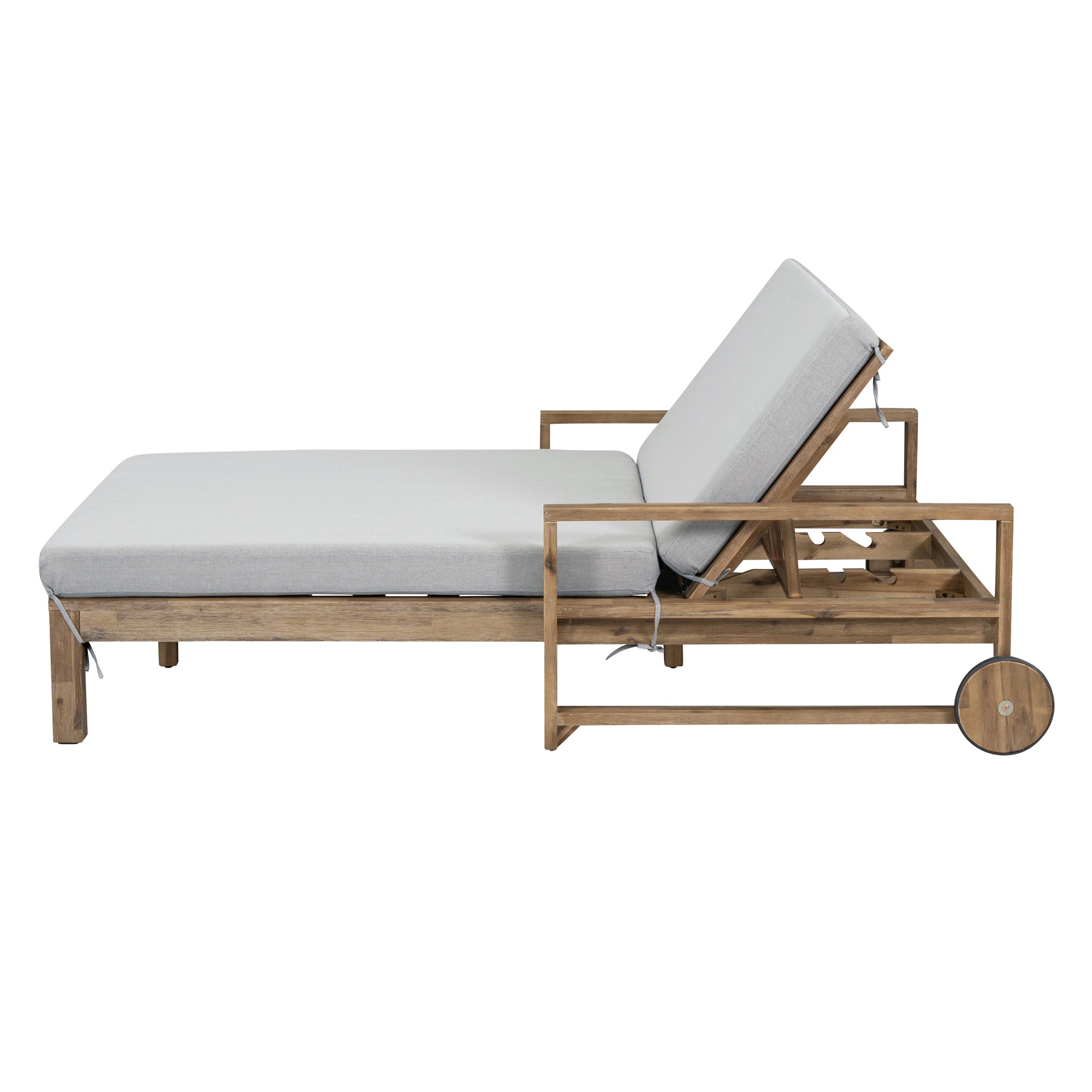 Farmhouse Style Wooden Outdoor Sunbed - 2 Person Daybed for Poolside, Garden & Backyard - Weather-Resistant Grey Wood Lounge Chair - Perfect for Relaxing, Sunbathing & Outdoor Lounging