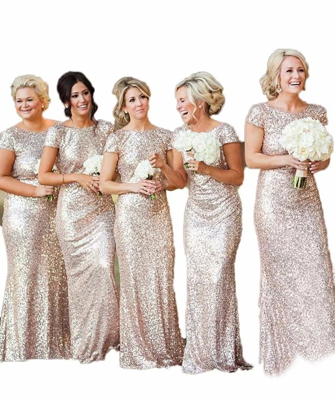 MisShow Women's Gold Sequin Mermaid Prom Dress - Elegant Long Evening Gown for Bridesmaid, Formal Cocktail Party & Special Occasions | Perfect for Weddings, Galas & Red Carpet Events