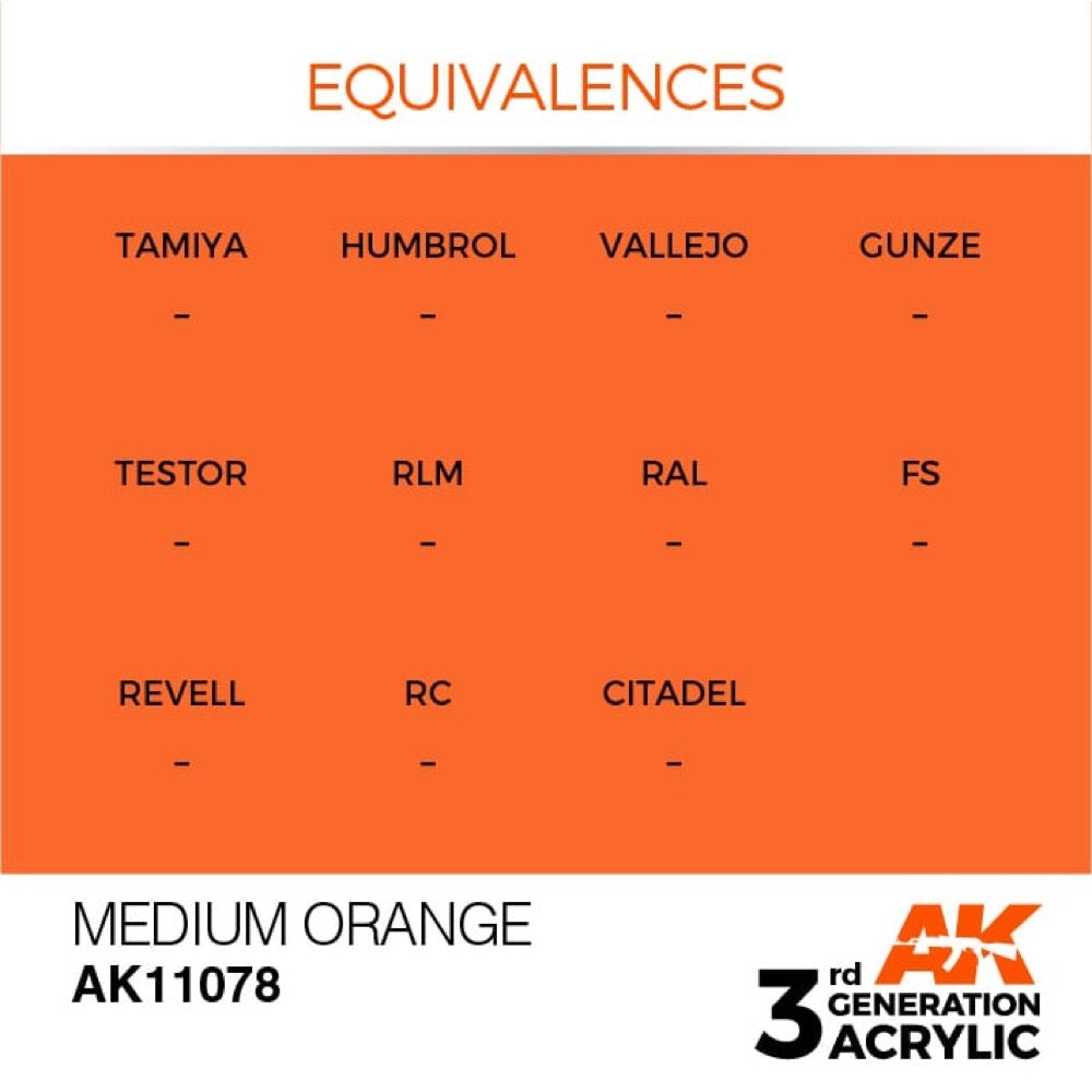 AK Interactive AK11078 Medium Orange Acrylic Paint 17ml - Premium 3rd Gen Model Paint for Miniatures, Scale Models & Dioramas - Perfect for Warhammer, Gundam & Military Model Painting