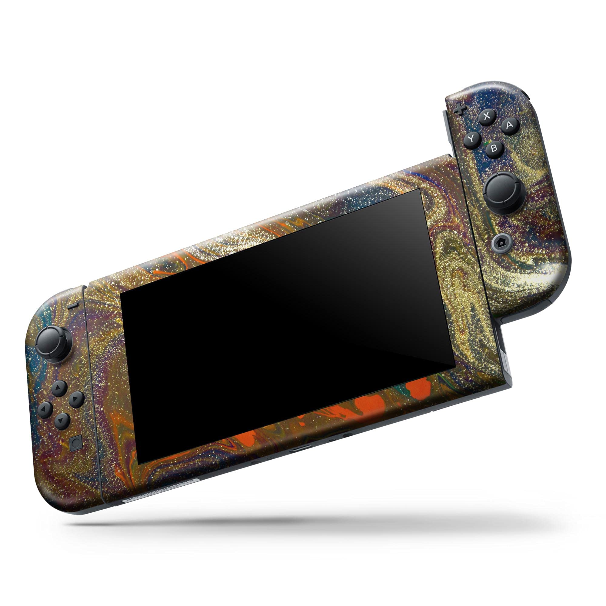 Nintendo Switch & Joy-Con Protective Vinyl Skin Decal - Scratch-Resistant Removable Cover in Colorful Gold Mixed Acrylic - Perfect for Gaming Protection & Customization