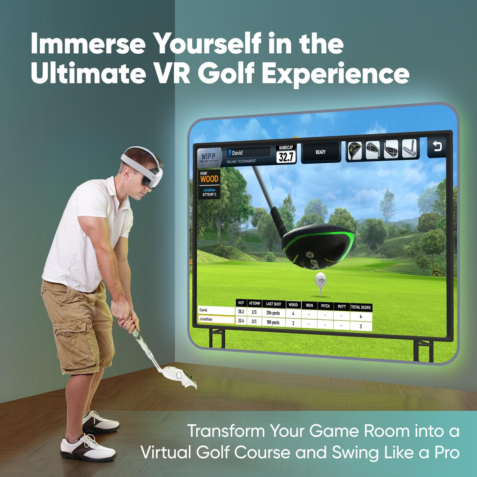 VR Golf Club Attachment for Oculus Meta Quest 3 - Left Controller Accessories Compatible with Golf+ Games | Perfect for Indoor Golf Practice & Virtual Reality Sports Training