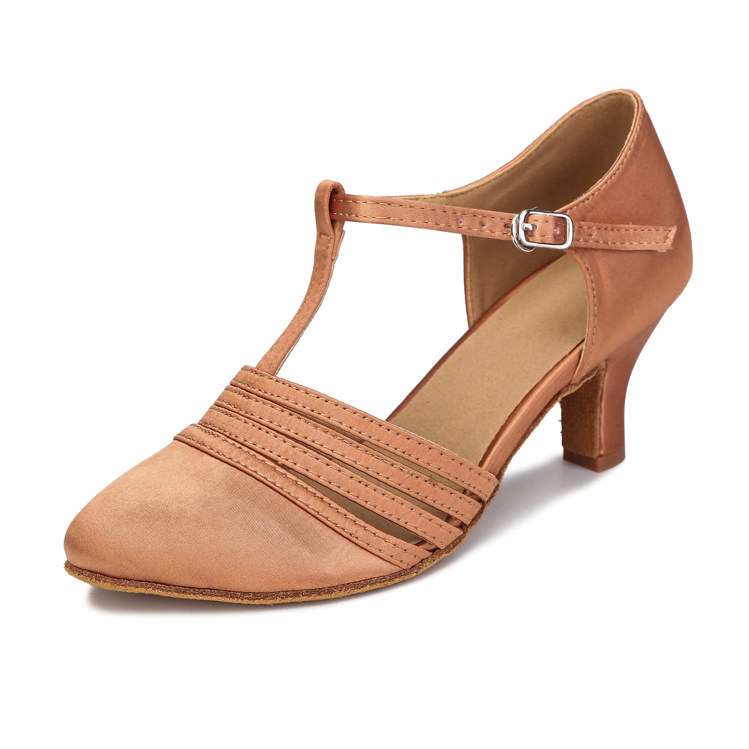 KleeKlcc Women's Ballroom Dance Shoes - Closed Toe Latin Salsa Dancing Shoes ZB12 for Wedding, Party & Competition