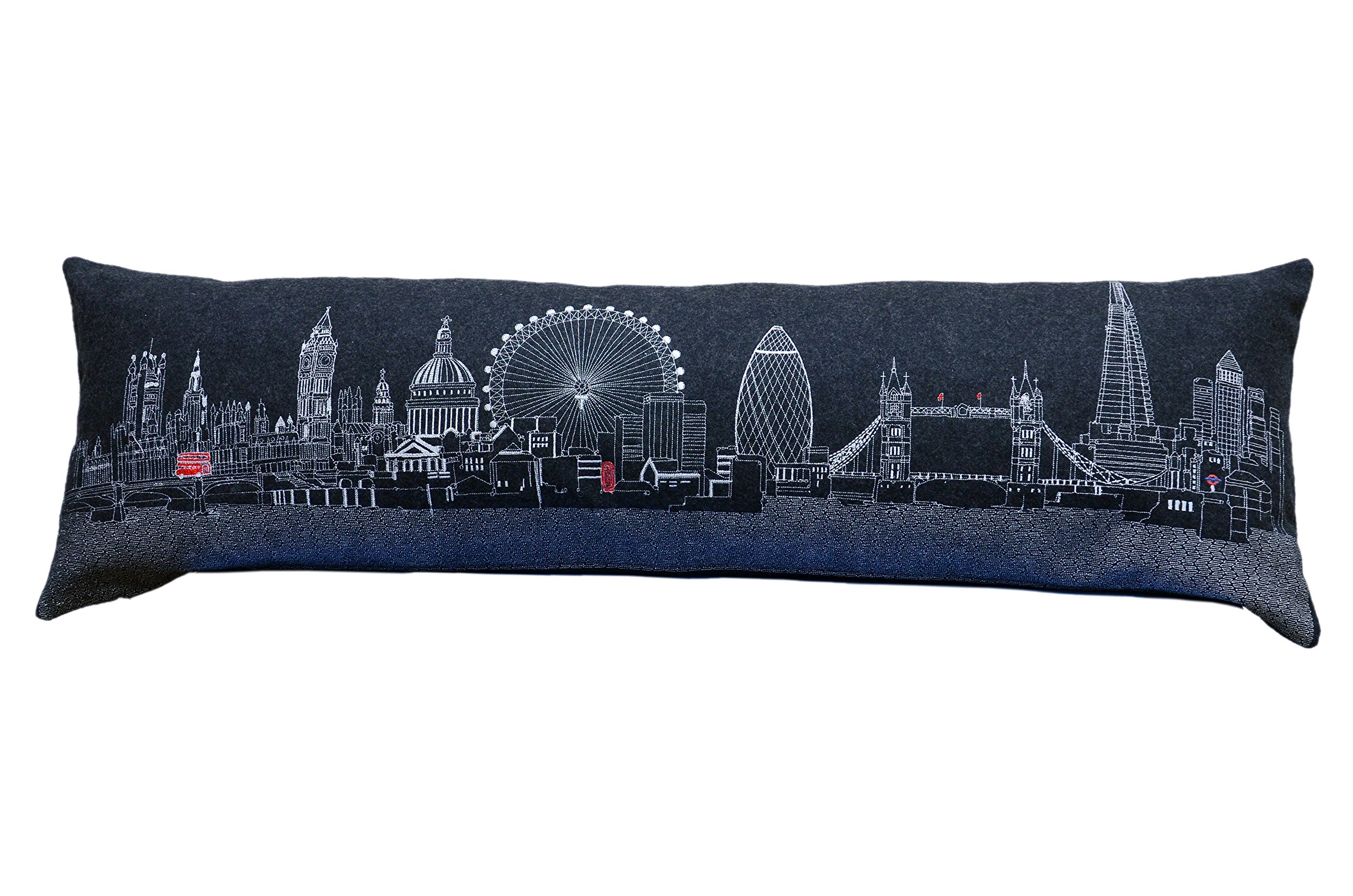 BEYOND CUSHIONS London England Night Skyline Embroidered King Size Decorative Throw Pillow - Perfect for Sofa, Bed & Home Decor