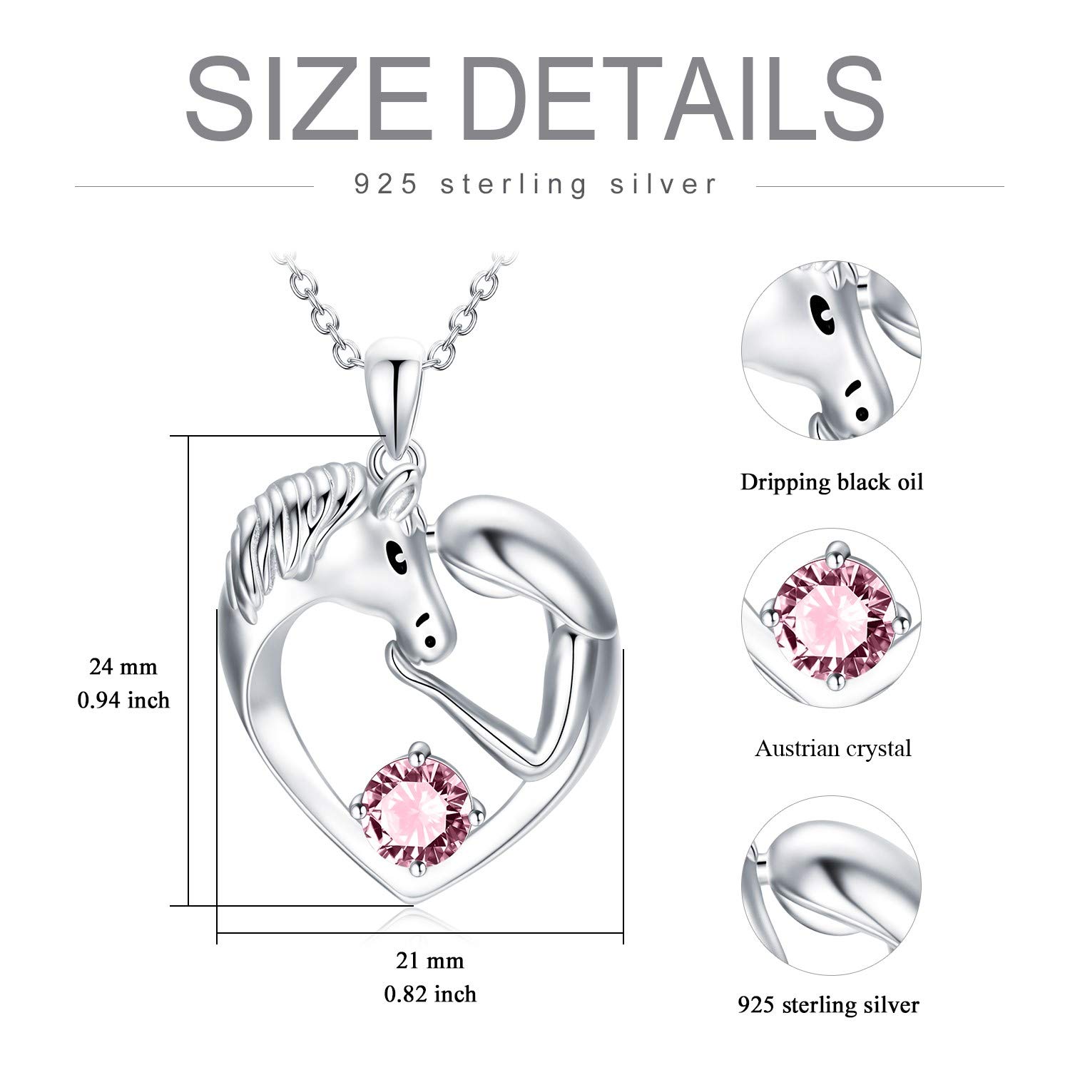 Sterling Silver Horse Necklace with Birthstone - Elegant Jewelry Gift for Women - Perfect for Equestrian Lovers & Special Occasions