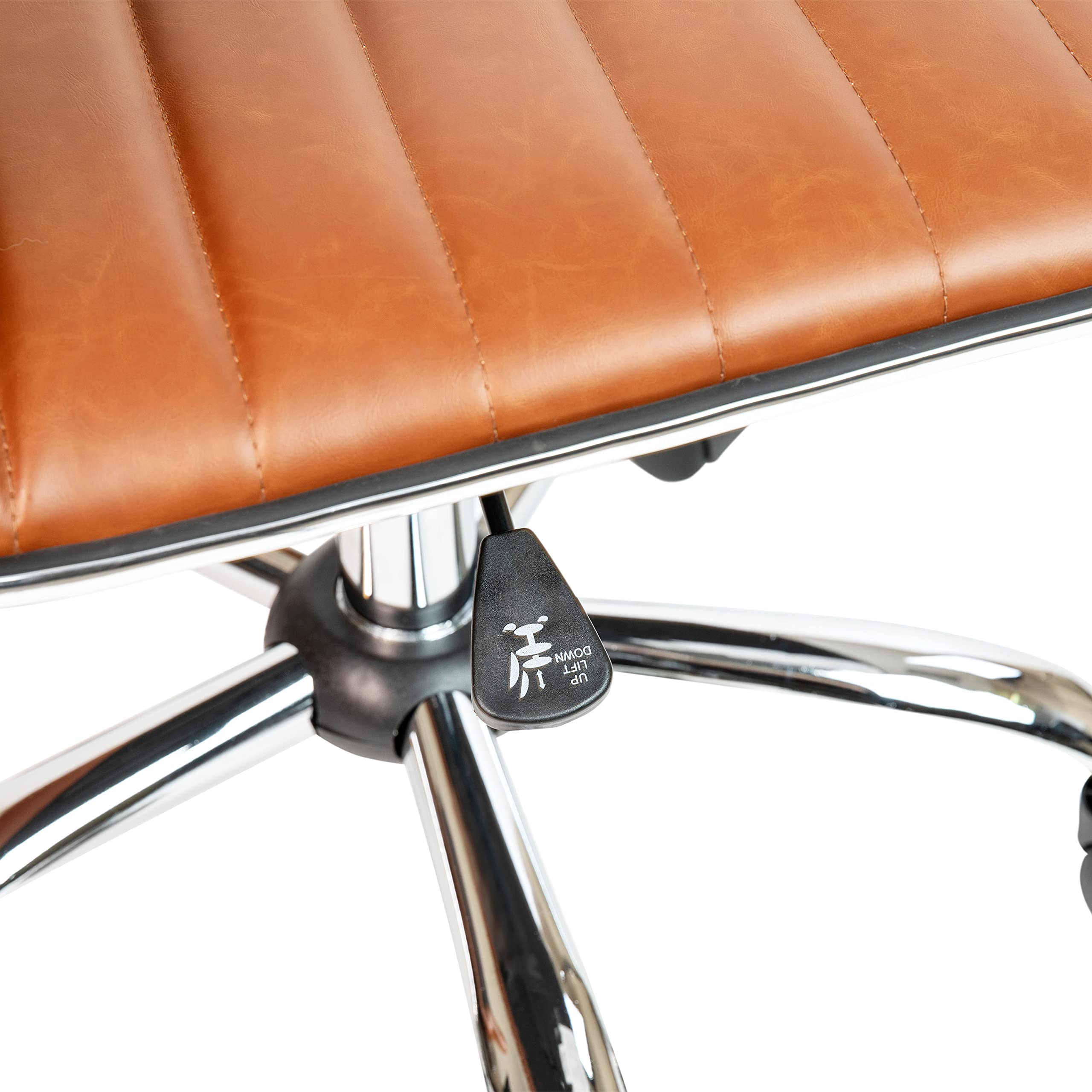 Flash Furniture Alan Office Task Chair - Brown Vinyl Ergonomic Desk Chair with Chrome Frame, Armless Design, Ribbed Back Support & Comfortable Seat for Home Office, Study or Workspace - Perfect for Long Hours Computer Work & Conference Rooms