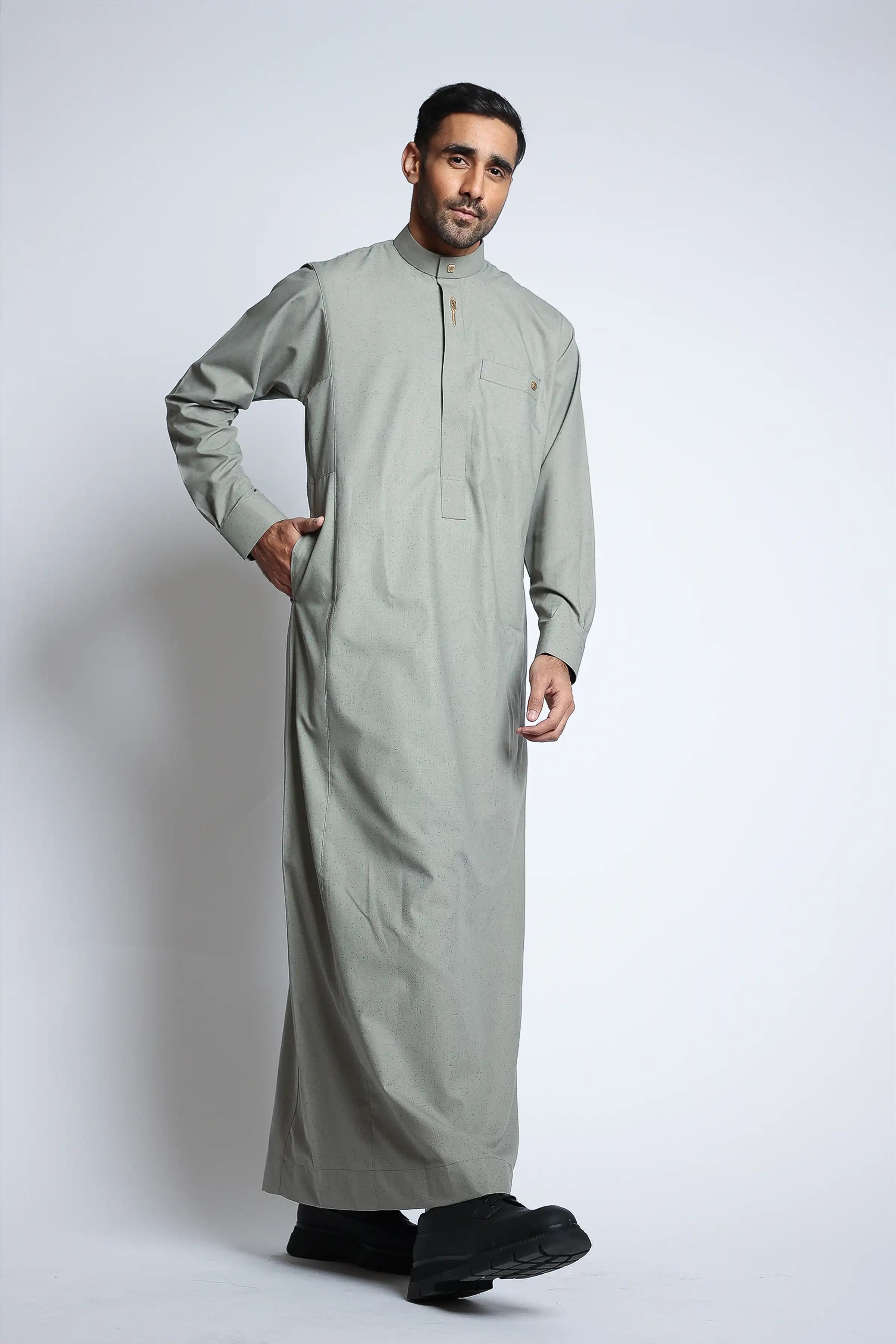 Premium J134 Ashwood Thobe for Men - Traditional Islamic Robe with Comfortable Cotton Fabric - Perfect for Eid, Prayer & Special Occasions