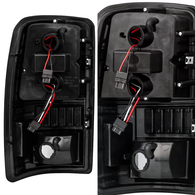 AKKON G2 Black C-Style LED Tail Lights Brake Lamps Pair for 2000-2006 Chevy Suburban Tahoe & GMC Yukon XL Denali Liftgate Models - Upgrade Your Ride with Durable, Bright LED Lighting for Night Driving and Enhanced Safety