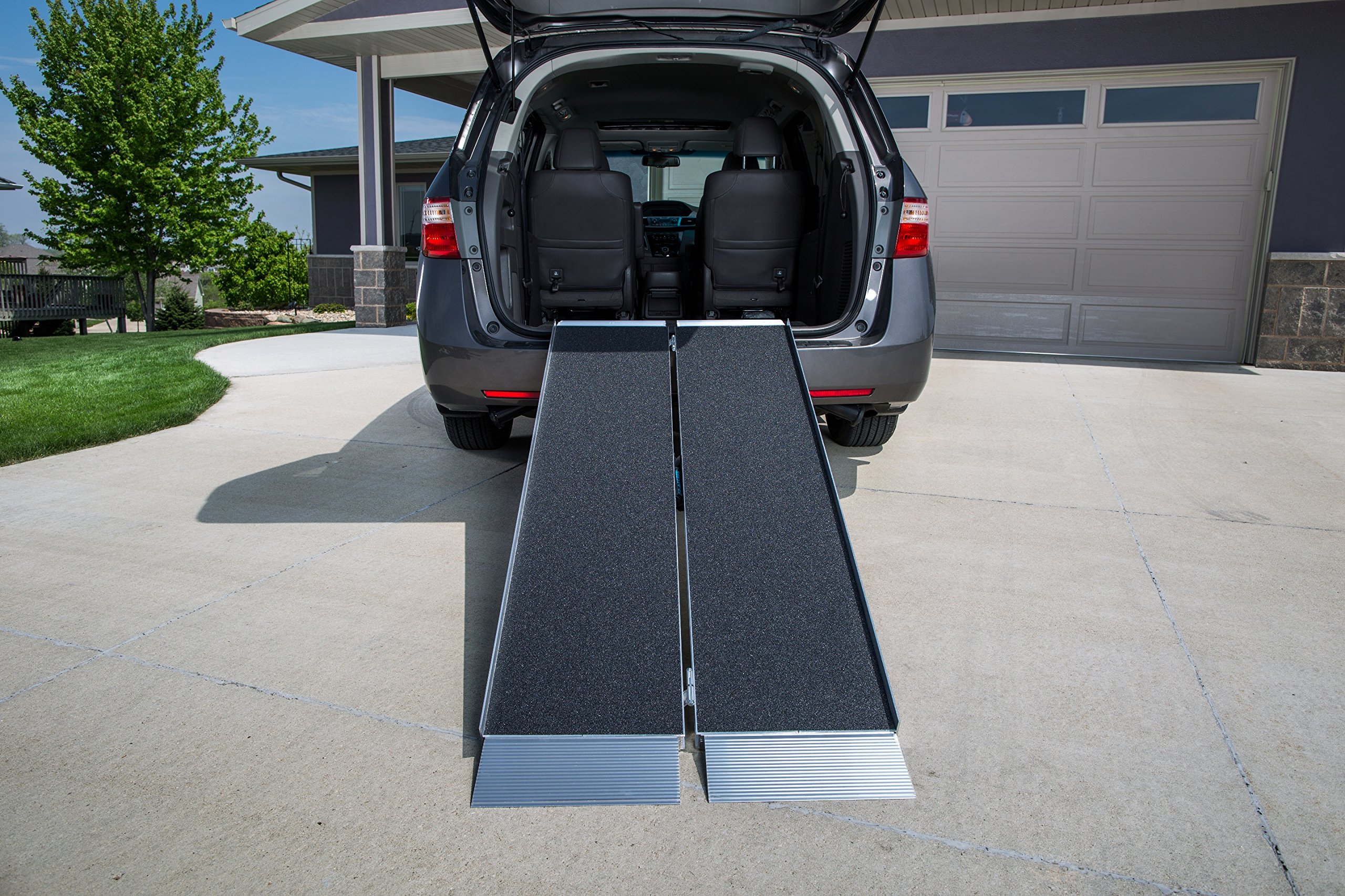 EZ-ACCESS 3 Ft Suitcase Singlefold Portable Ramp with Slip-Resistant Surface & Self-Adjusting Bottom Transition Plates - Lightweight Aluminum Wheelchair Ramp for Home, Vehicles, and Mobility Access