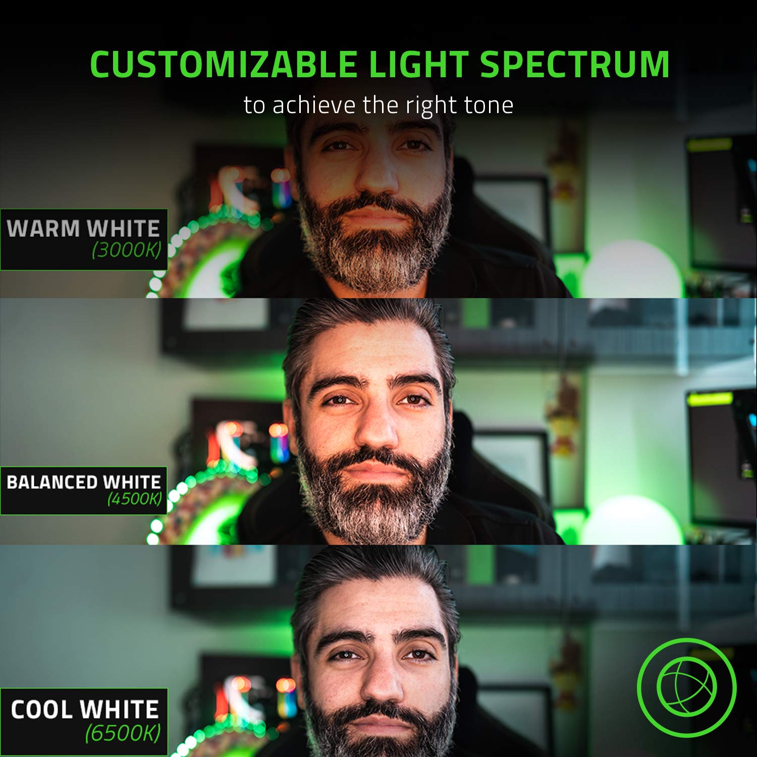 Razer 12 Inch USB LED Ring Light with Tripod - Adjustable Spectrum & Brightness for PC/Mobile Streaming, YouTube Videos & Zoom Meetings (Black)