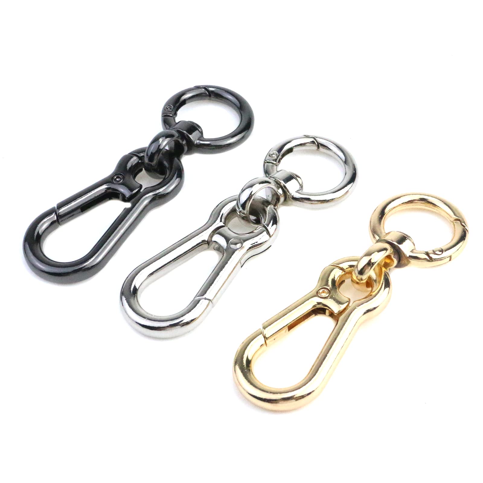 3pcs Swivel Snap Hook Keychain - Gold Black Silver for Keys & DIY Crafts