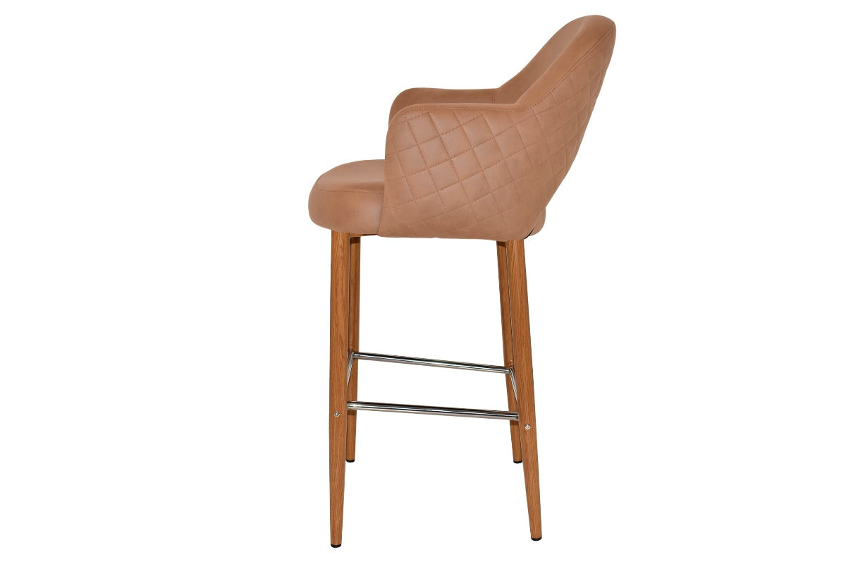 EZ Hospitality Avalon Stool with Arms - Light Oak Finish - 750mm Seat Height - Perfect for Kitchen Islands, Bars & Commercial Settings