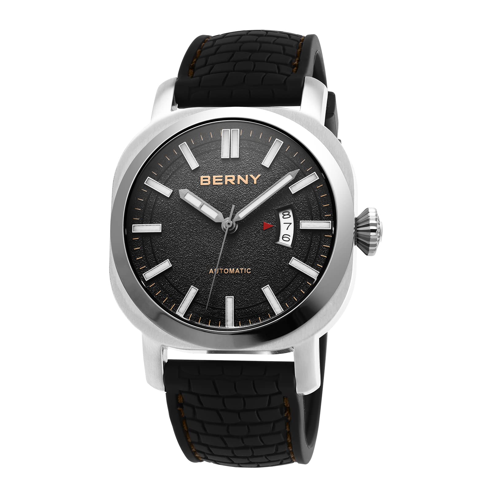 BERNY Men's Japanese Automatic Self-Winding Mechanical Watch - 10ATM Waterproof, Sapphire Crystal Scratch-Resistant, Super Luminous with Date Display (No Battery Needed) - Perfect for Business, Casual Wear & Outdoor Adventures
