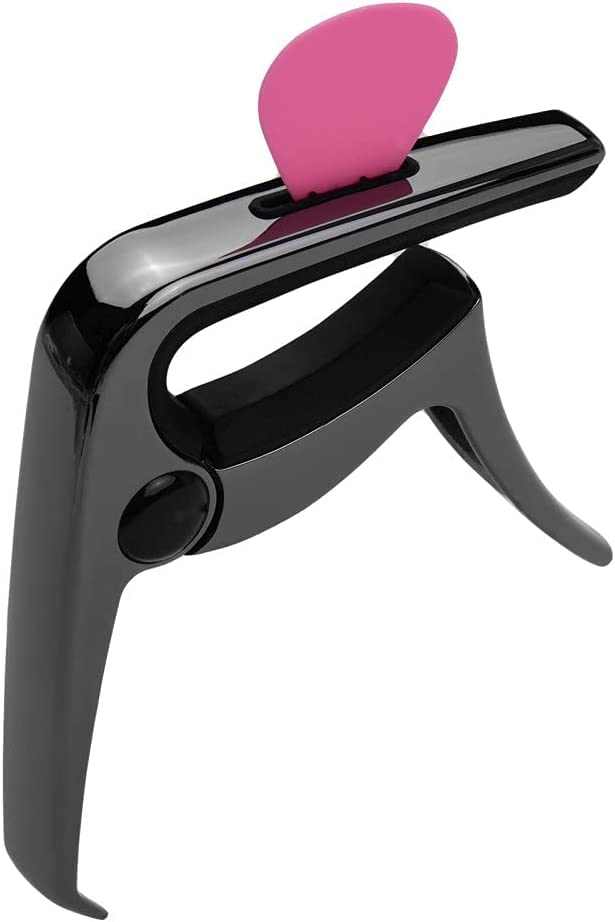 **Multifunctional Zinc Alloy Guitar Capo Tuner with 3 Picks - Perfect for Acoustic & Bass Guitar Accessories (Black) - Ideal for Live Performances, Studio Recording & Practice Sessions**