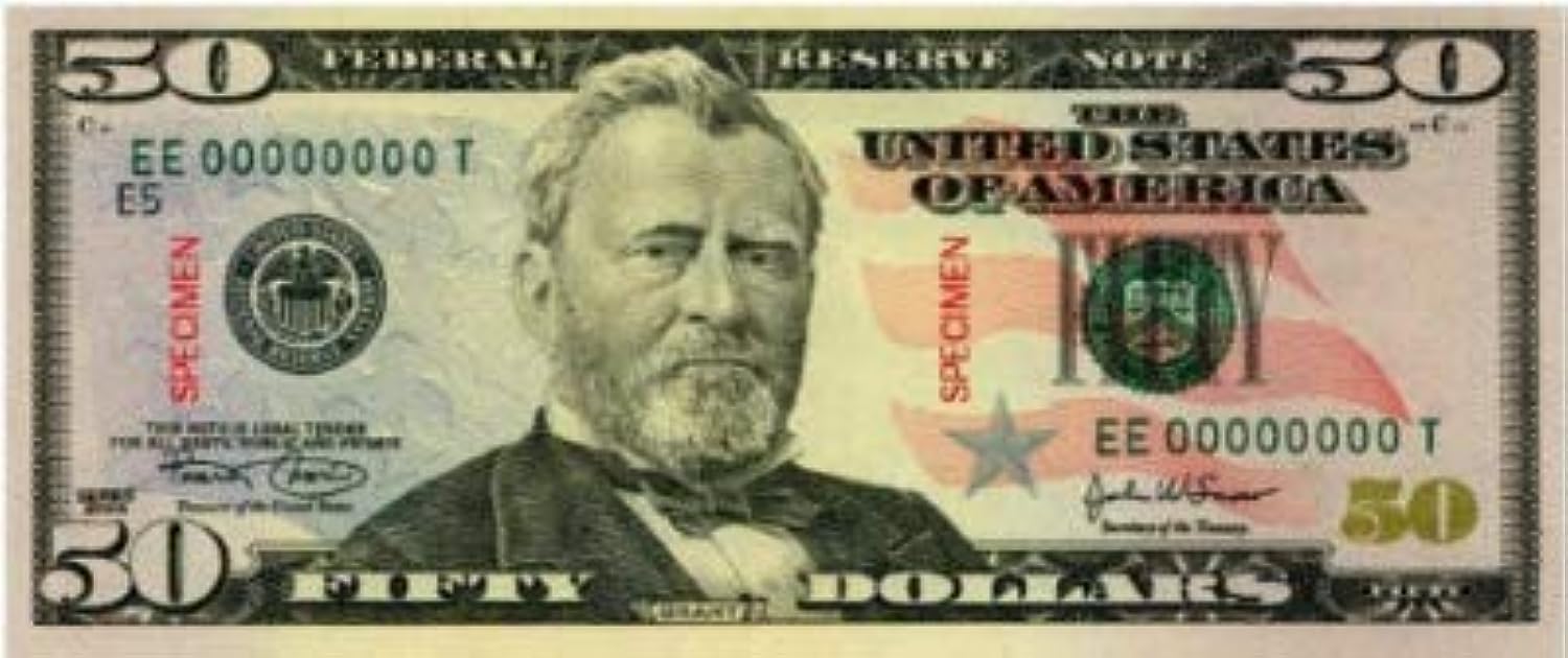 24 Uncut $50 Bill Edible Money Image Wafer Paper - Realistic Fake Cash for Cake Decorating, Cupcake Toppers & Baking Supplies - Perfect for Birthday Parties, Themed Events & Money Cake Designs