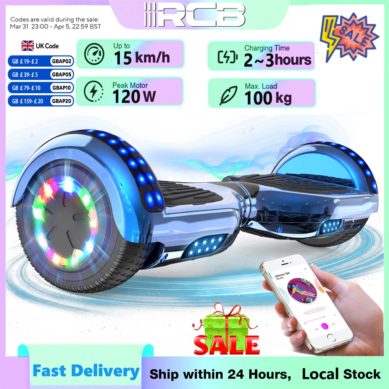 **RCB Hoverboard for Kids - 6.5