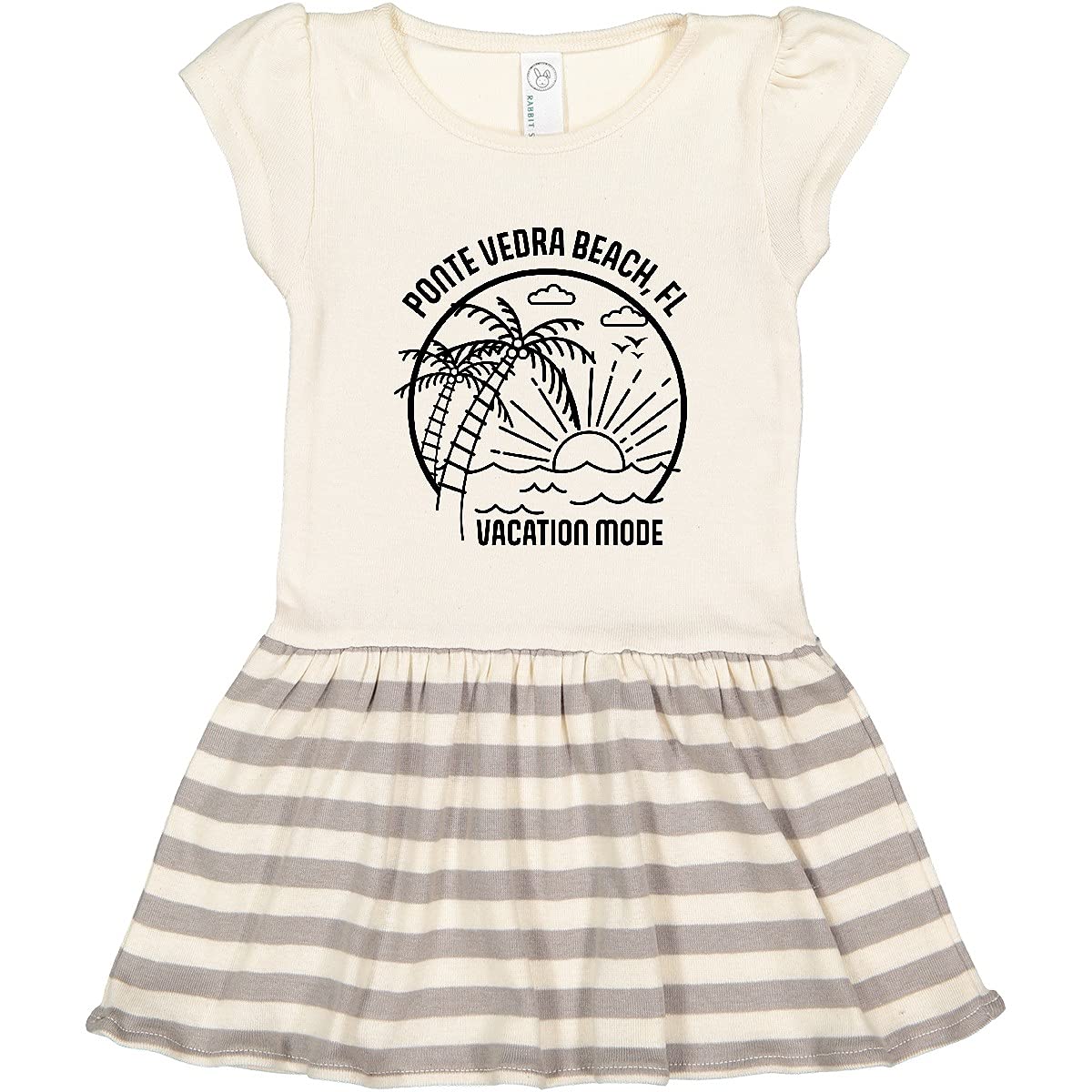 Inktastic Summer Vacation Mode Ponte Vedra Beach Florida Toddler Dress - Cute Floral Print Girls' Outfit for Beach Trips, Family Vacations & Summer Playdates