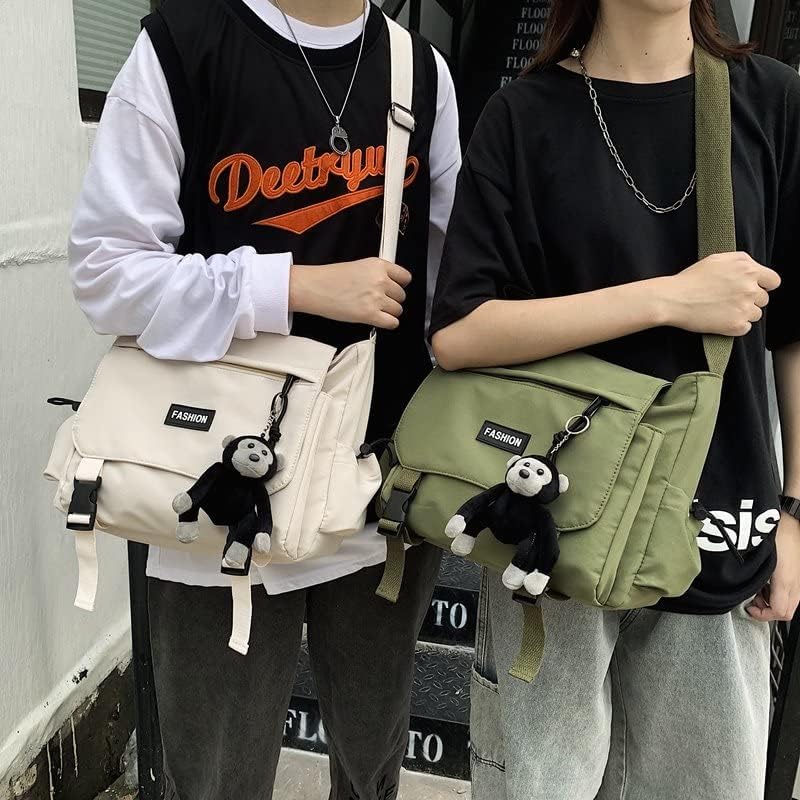 Large Capacity Unisex Shoulder Bag - Waterproof Nylon Messenger Bag for Men & Women | Japanese Korean Style Oxford Book Bag for Work, School & Travel