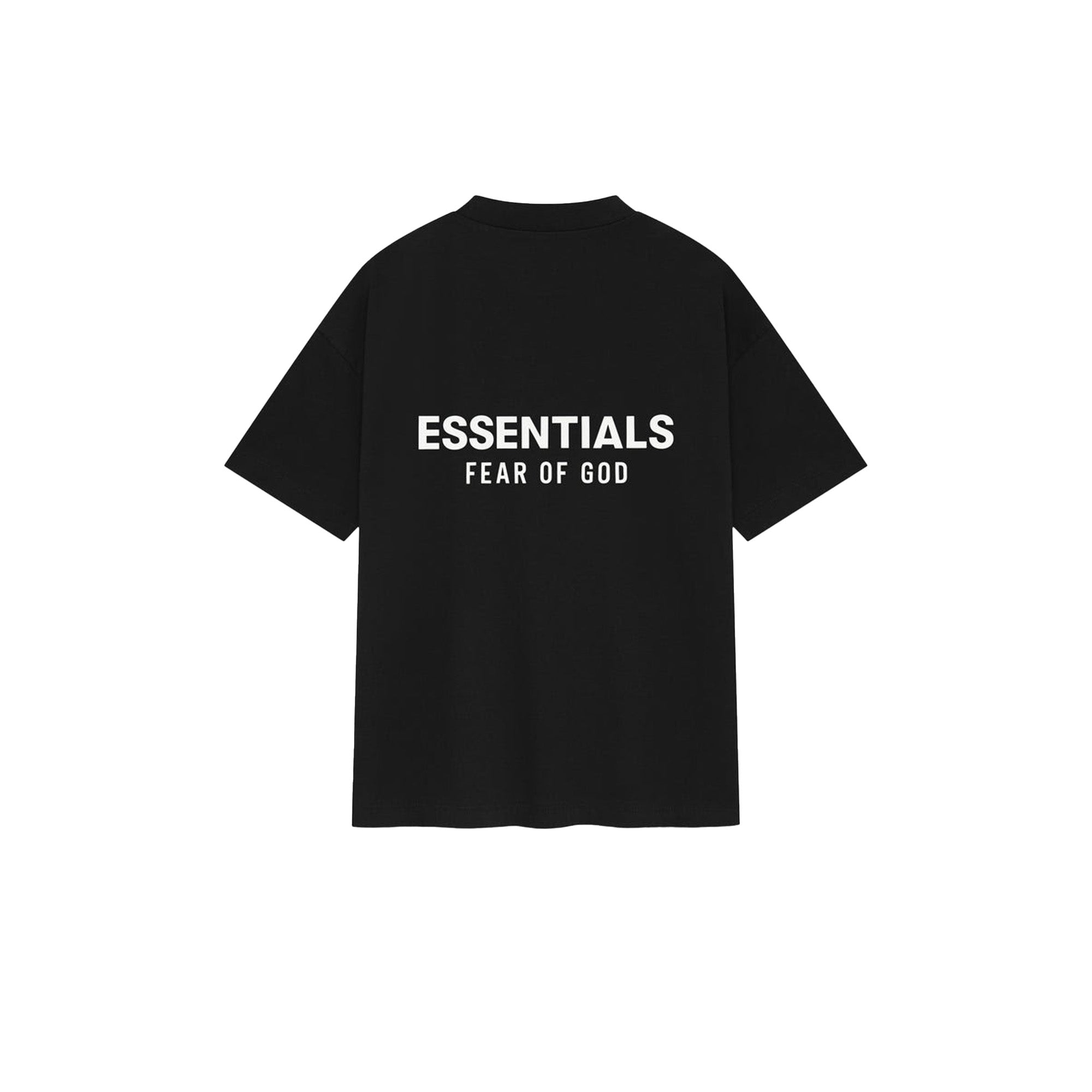 Fear of God Essentials Classic Short Sleeve T-Shirt for Men - Jet Black Cotton Tee (2025 Collection) | Casual Streetwear & Layering Essential