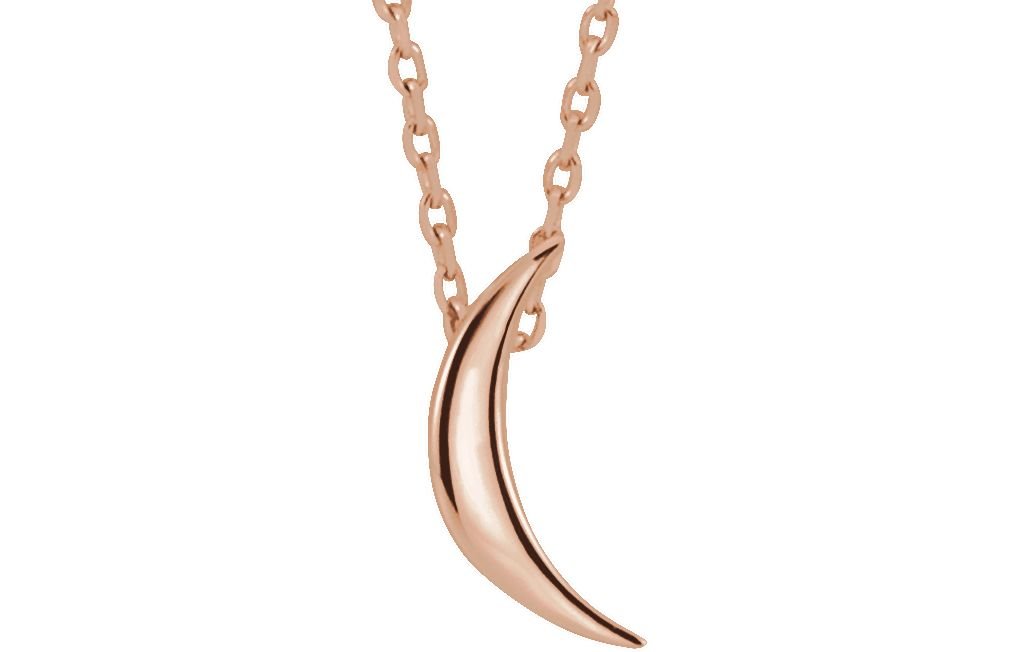 14K Rose Gold Crescent Moon Necklace for Women - 16-18 Inch Adjustable Chain, Dainty Minimalist Pendant Jewelry Gift for Her - Perfect for Everyday Wear, Date Nights & Special Occasions