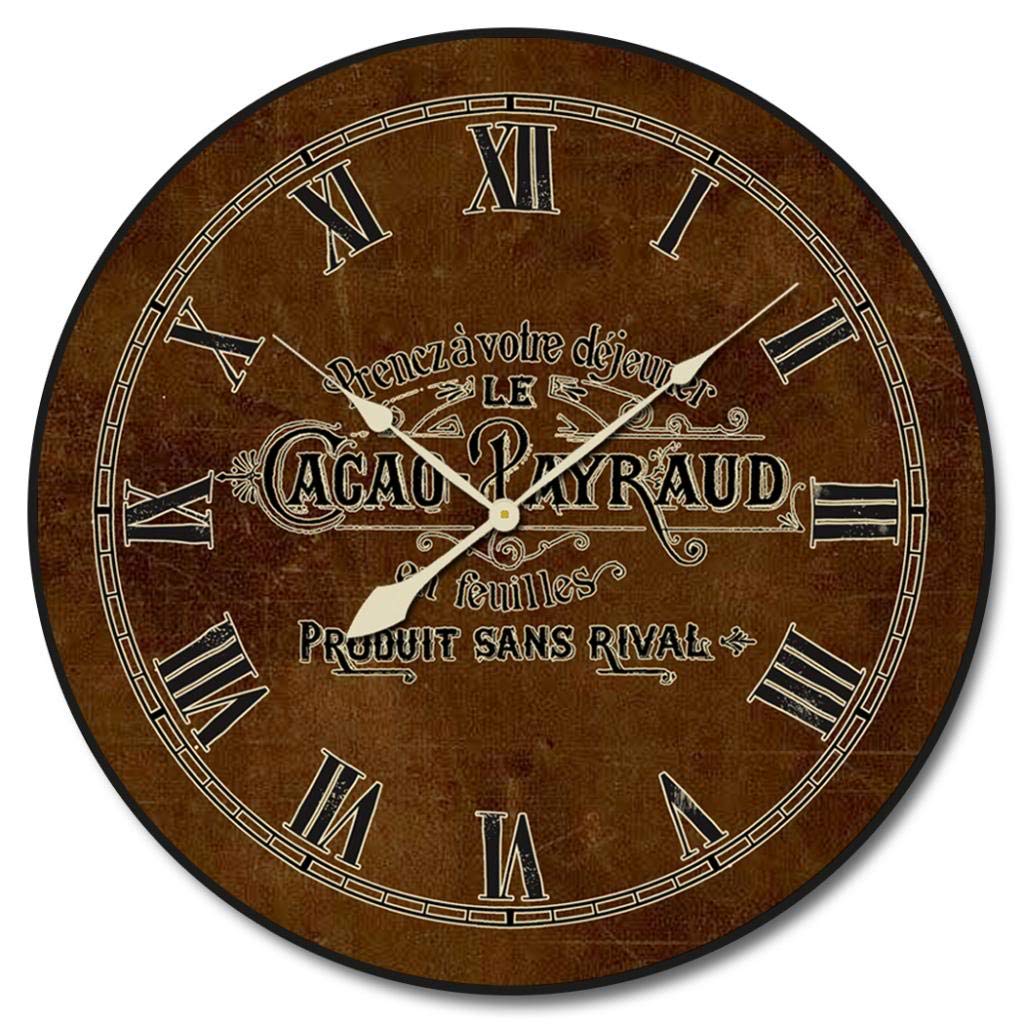 Vintage Chocolate Wall Clock - Ultra Quiet Quartz Movement, Handmade in USA with Vibrant Long-Lasting Colors - 8 Size Options (18-Inch) - Perfect for Kitchen, Living Room, Bedroom & Office Decor