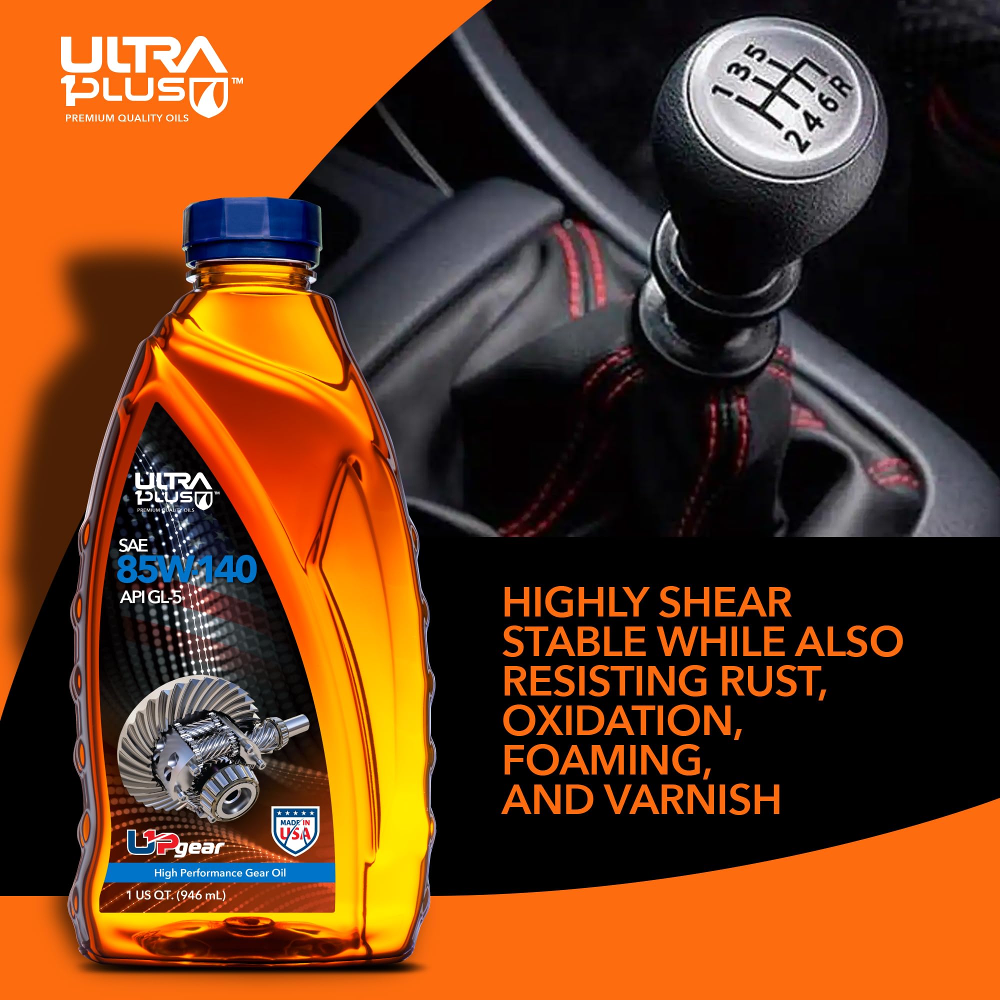 SAE 85W-140 Conventional Gear Oil - API GL-5 Certified - Heavy Duty Gear Lubricant for Trucks, SUVs & Off-Road Vehicles - Ideal for High-Stress Differential & Transmission Applications